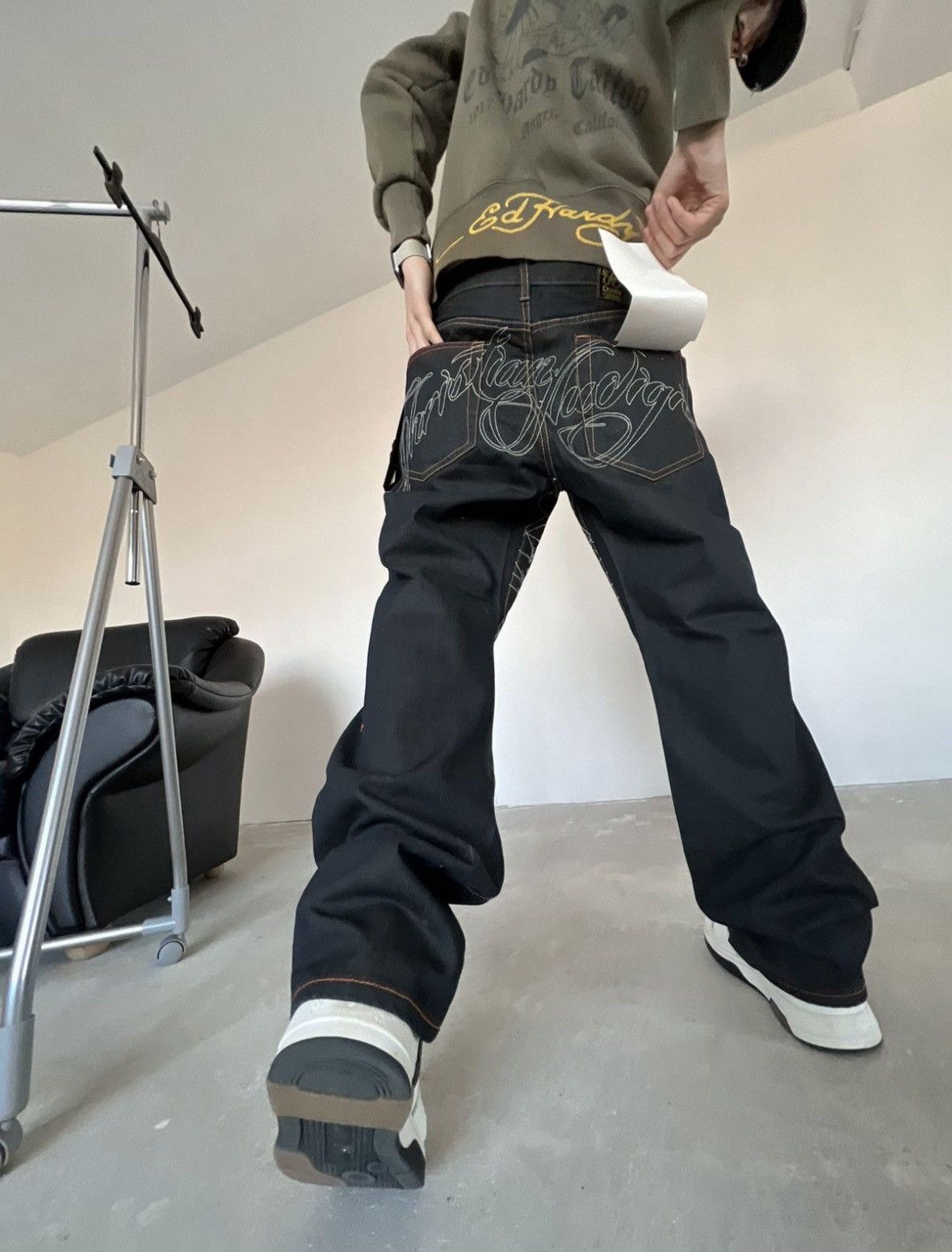Christian Audigier NEW ED HARDY AUDIGIER BAGGY JEANS Size US 36 / EU 52 - 4 Thumbnail