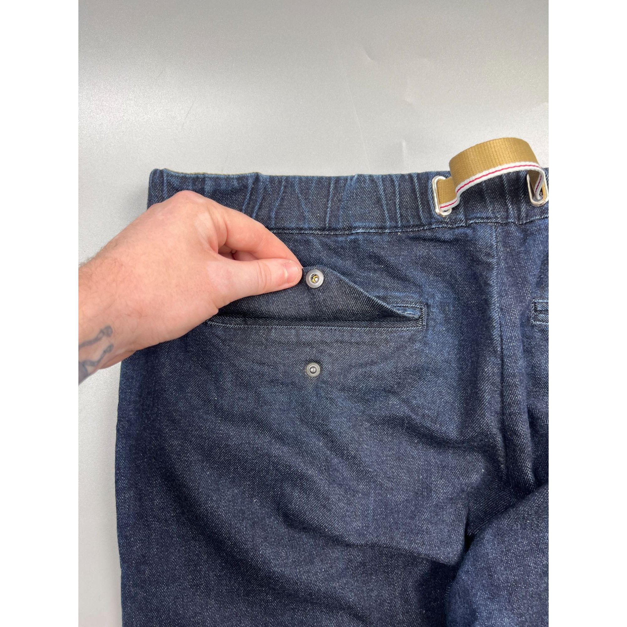 Designer Unisex White Sand Raw Selvedge Denim Jeans Pants (Y0797) Size US 34 / EU 50 - 12 Thumbnail