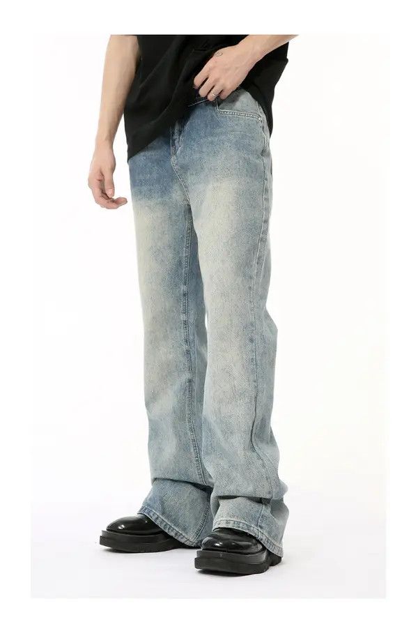 Japanese Brand Horiko x Maki Light blue washed patchwork flared jeans trend Size US 32 / EU 48 - 6 Thumbnail