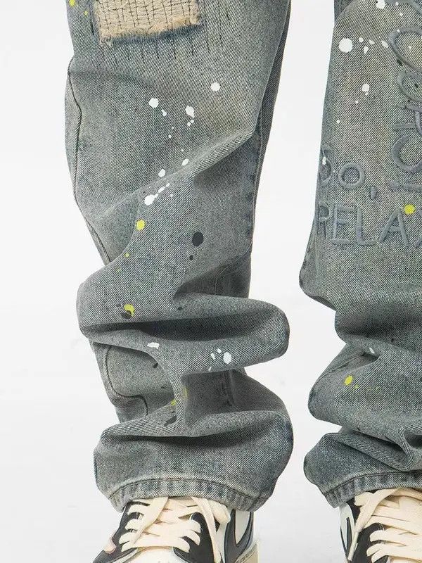 VIBE Retro graffiti splashed street hip hop jeans Size US 32 / EU 48 - 5 Thumbnail