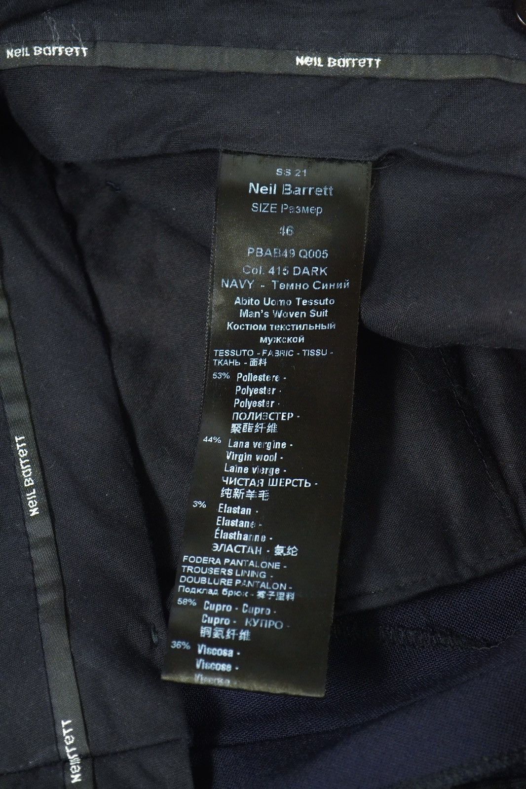 Neil Barrett Neil Barrett Woven Slim Fit Wool Dark Navy Trousers Pants Size US 30 / EU 46 - 7 Thumbnail