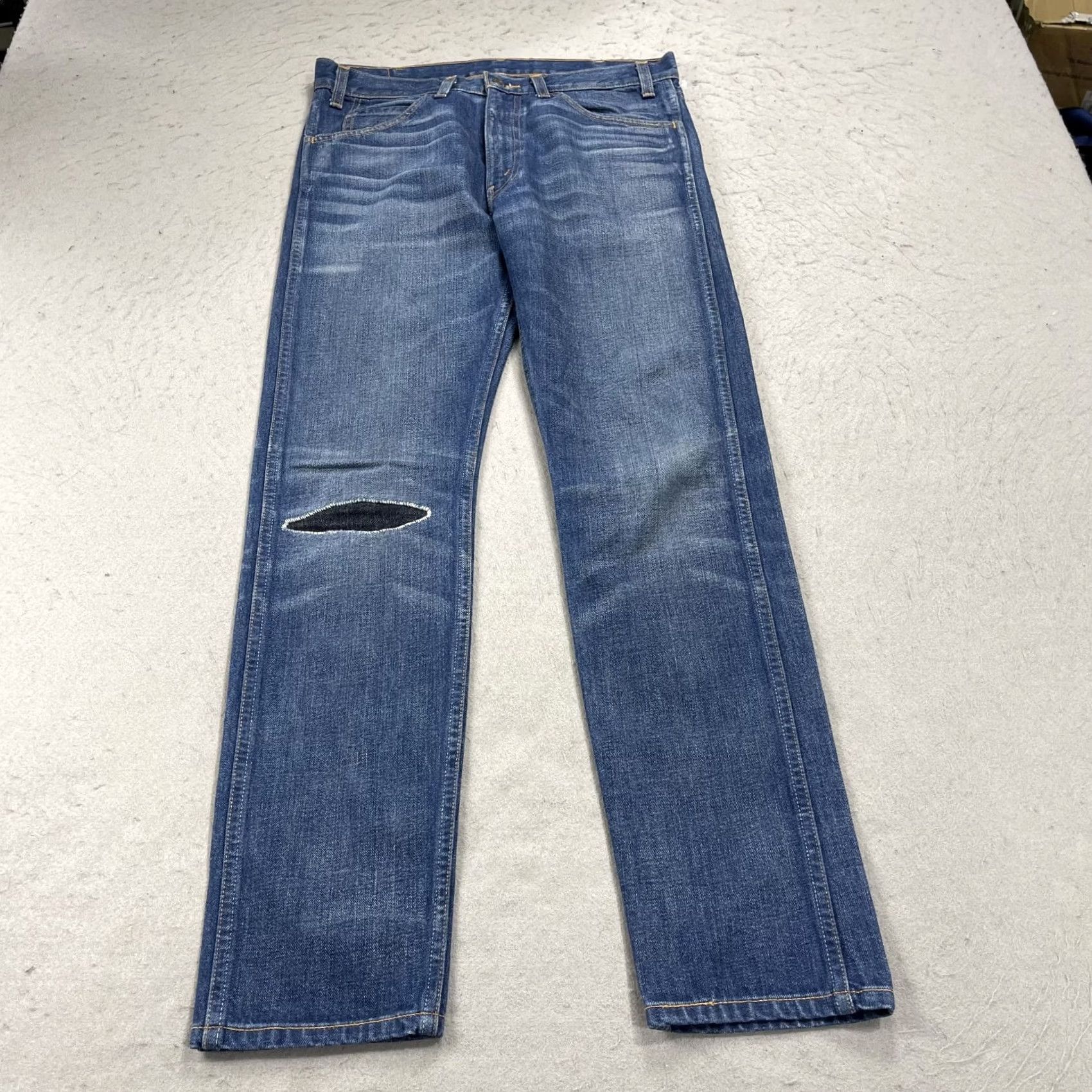 Levi's Levi's 606 Jeans Mens 31x32 Blue Denim Distressed USA Made Big E Orange Tab 5-Pocket Slim Straight Size US 31 - 2 Thumbnail