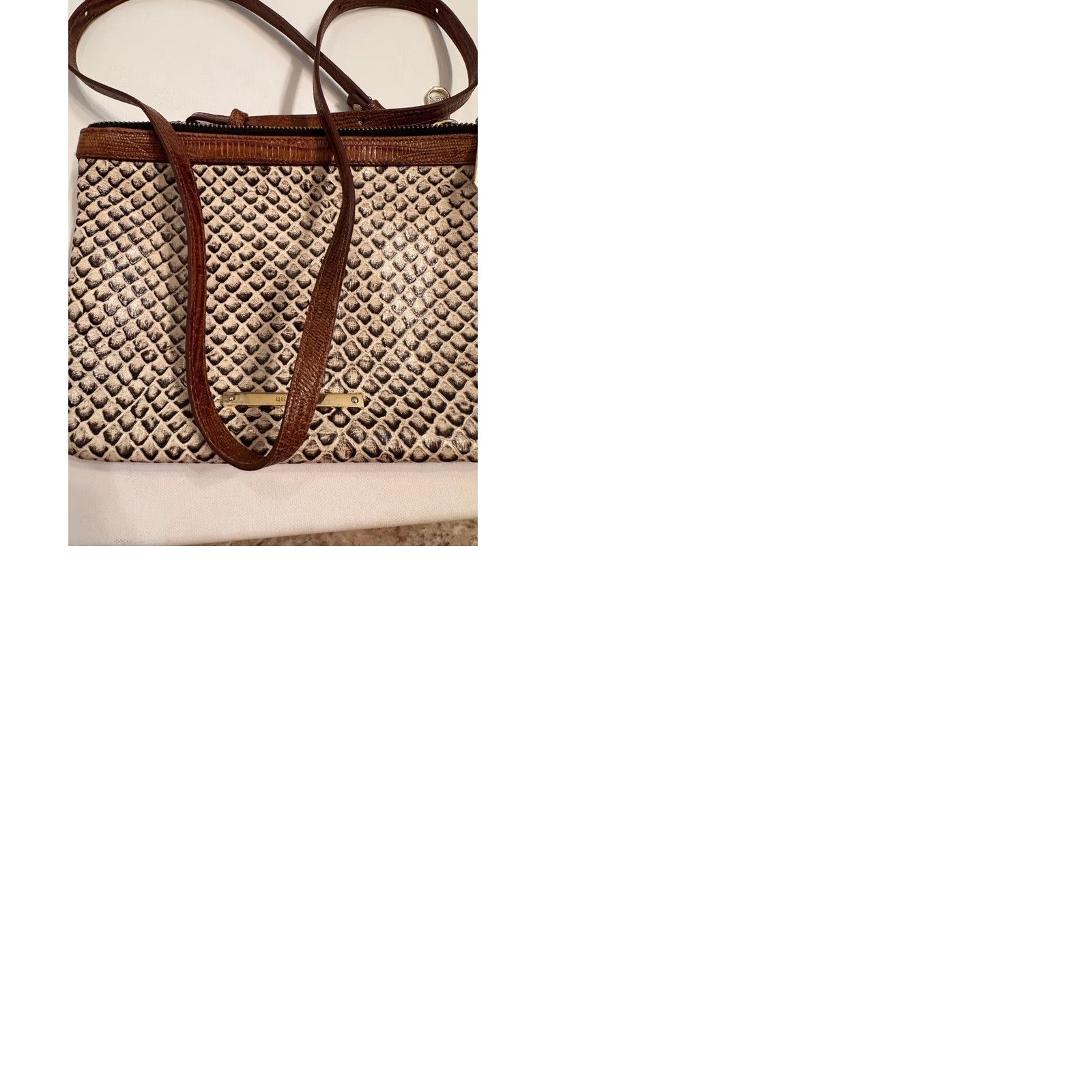 BRAHMIN Brahmin Crossbody Bag Onyx Java Leather White/Brown 2 Zip Women Size ONE SIZE - 10 Thumbnail
