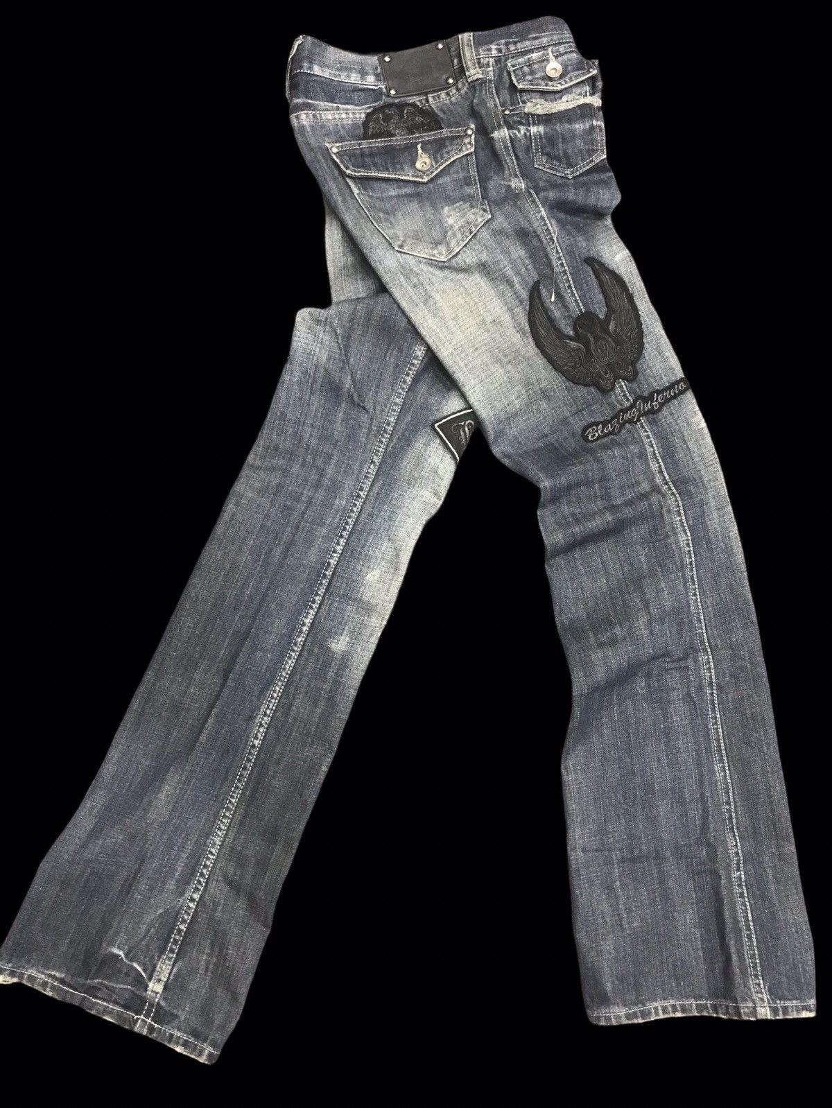 Japanese Brand 💥FLARE💥Archival semanticdesign Flare Patches Denim F432 Size US 31 - 4 Thumbnail