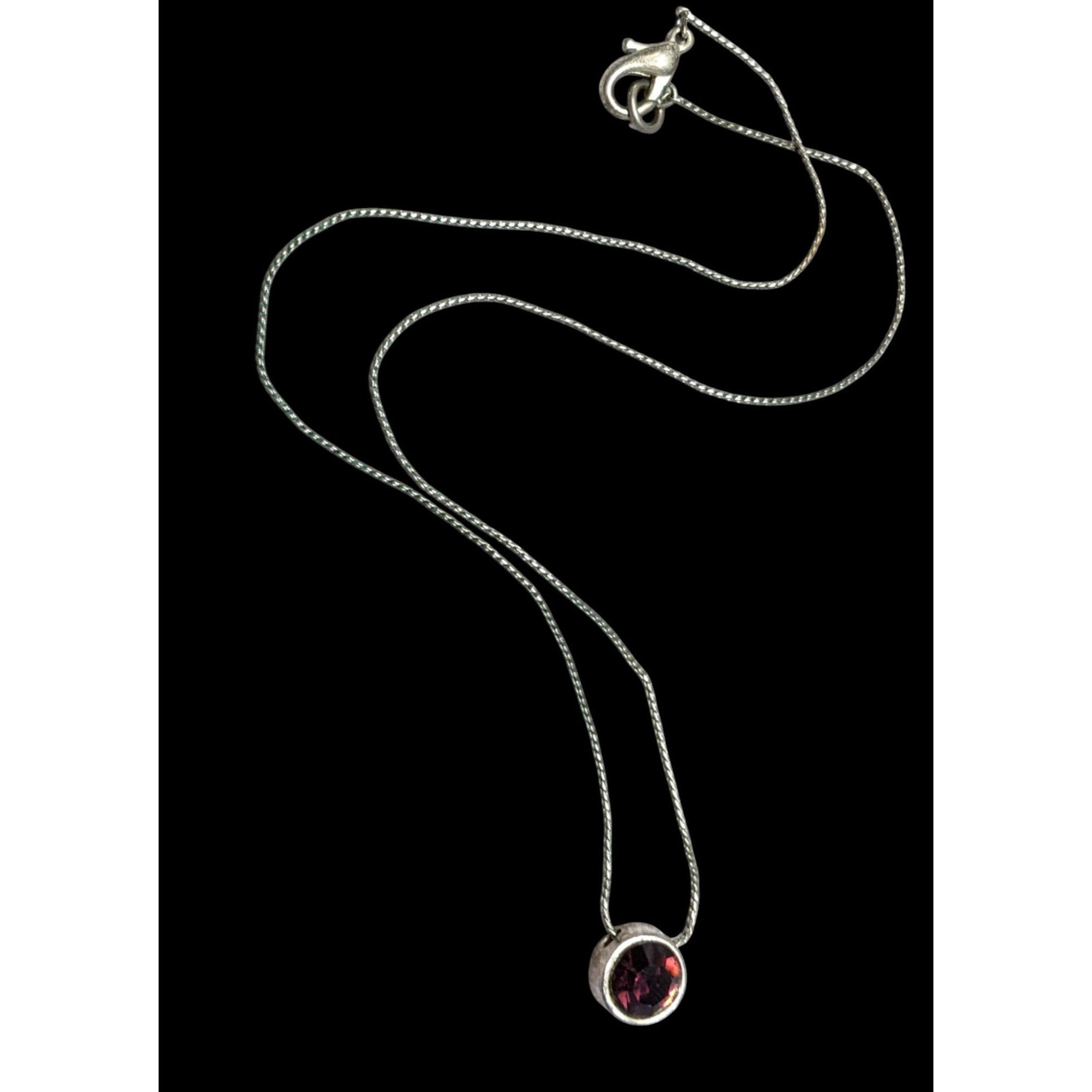 Other Elegant Silver Tone Necklace With Round Purple Gemstone Pend Size ONE SIZE - 5 Thumbnail