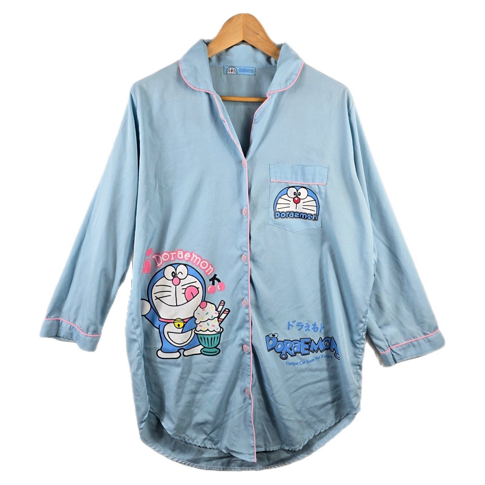 Other Doraemon Manga Anime Robotic Cat Shirt Sleep Wear Button Dwn Size ONE SIZE - 1 Thumbnail