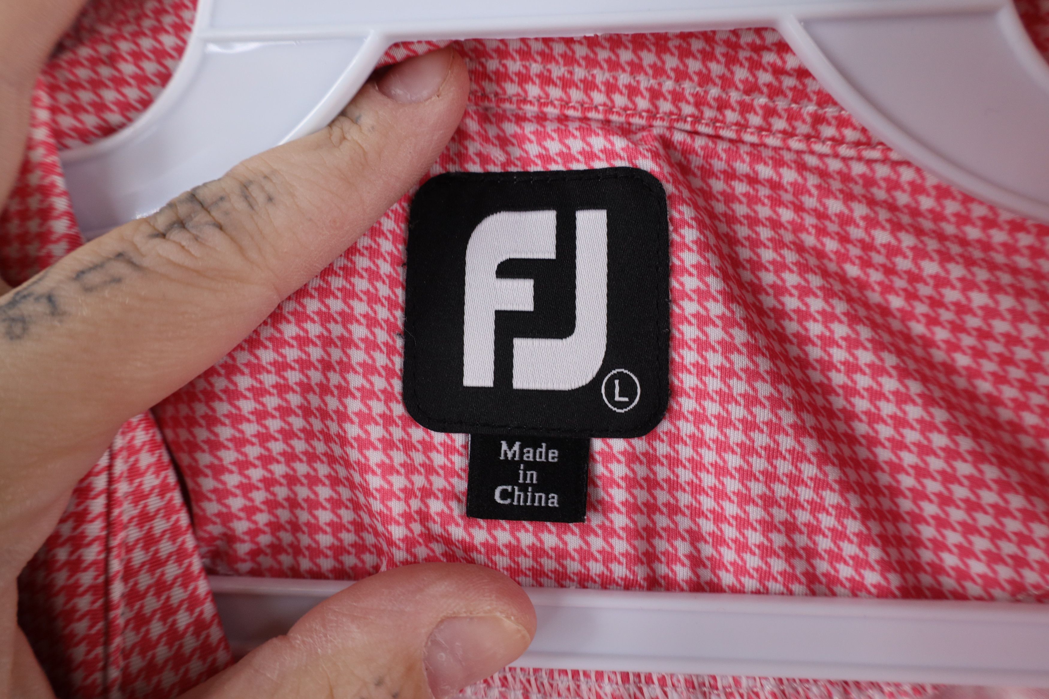Footjoy × Vintage FootJoy Logo Stretch Houndstooth Collared Golf Polo Shirt Size US L / EU 52-54 / 3 - 4 Thumbnail