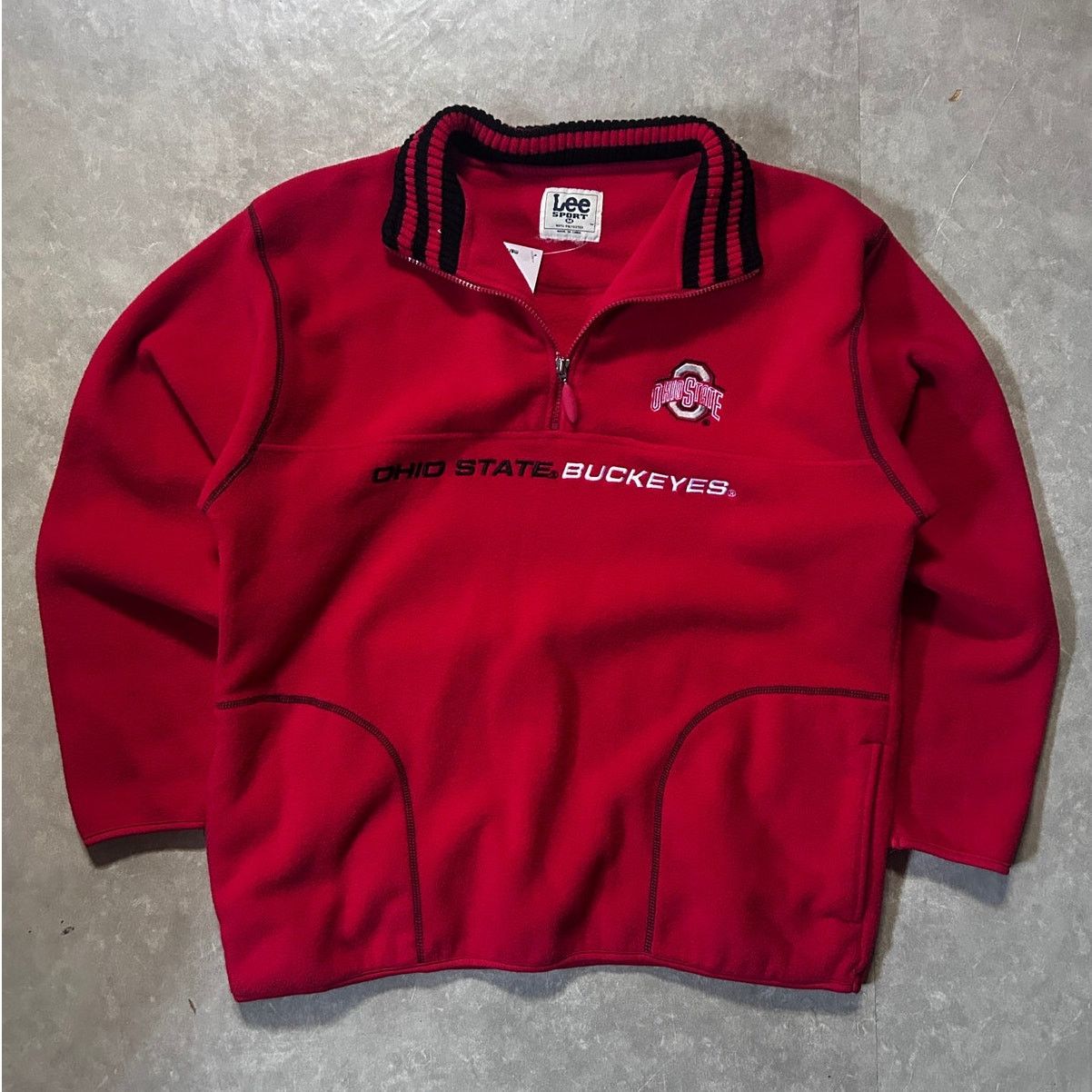Lee 90s Vintage Ohio State Buckeyes Red Quarter Zip Up Jacket -M Size US M / EU 48-50 / 2 - 1 Thumbnail