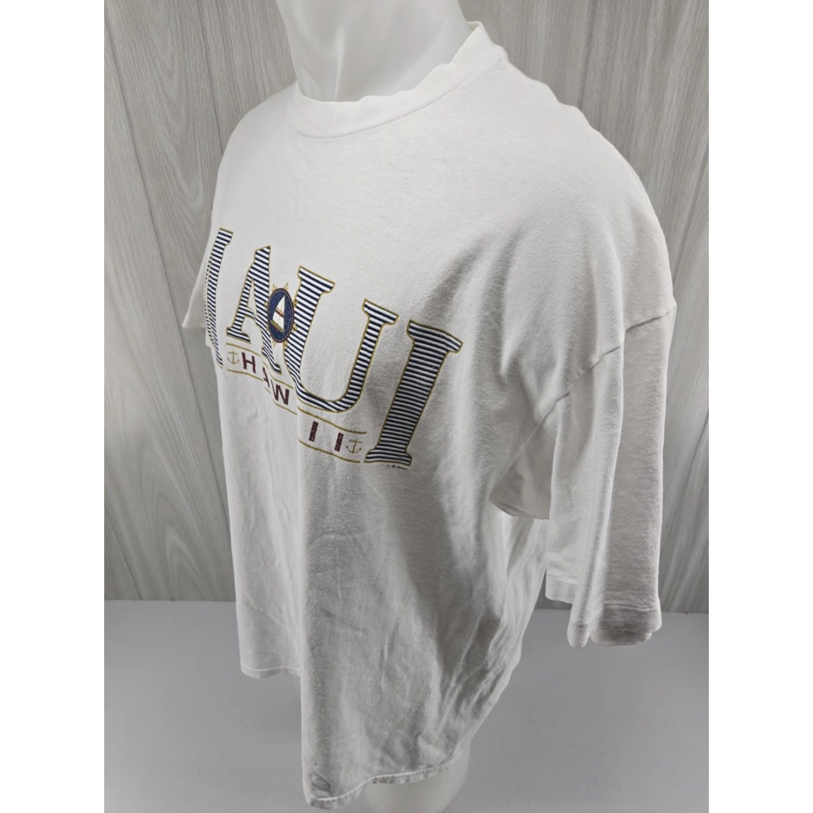 Hanes VINTAGE Maui Hawaii Men T-Shirt XL White Single Stitch Hanes Crew Neck Short Sleeve Size US XL / EU 56 / 4 - 6 Thumbnail