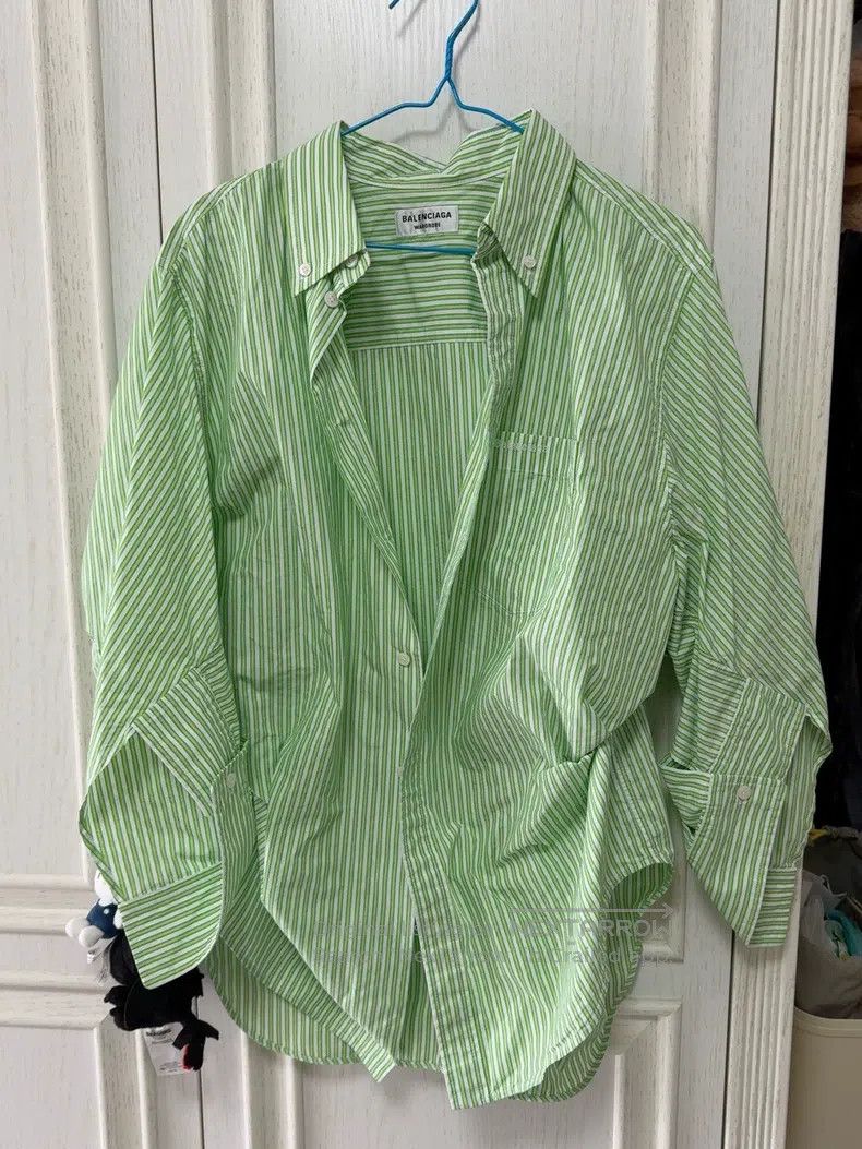 Balenciaga Balenciaga Green Striped Shirt Size XS / US 0-2 / IT 36-38 - 2 Thumbnail