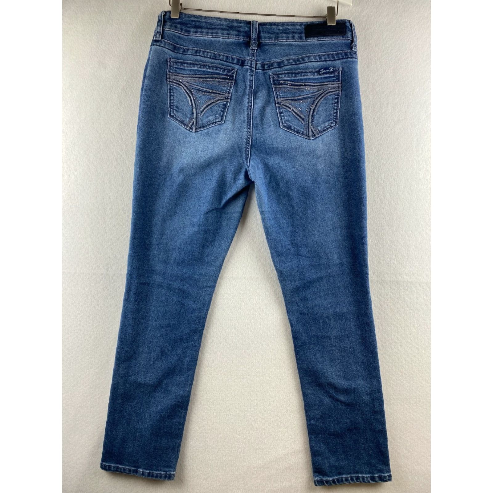 Vintage Seven7 Jeans Womens Size 10 Slim Straight Blue Denim Embroidered Dark Stretch Pocket 5-Pocket Logo Belt Loops Modern Vintage: No (omit N/A) Size 32" / US 10 / IT 46 - 7 Thumbnail