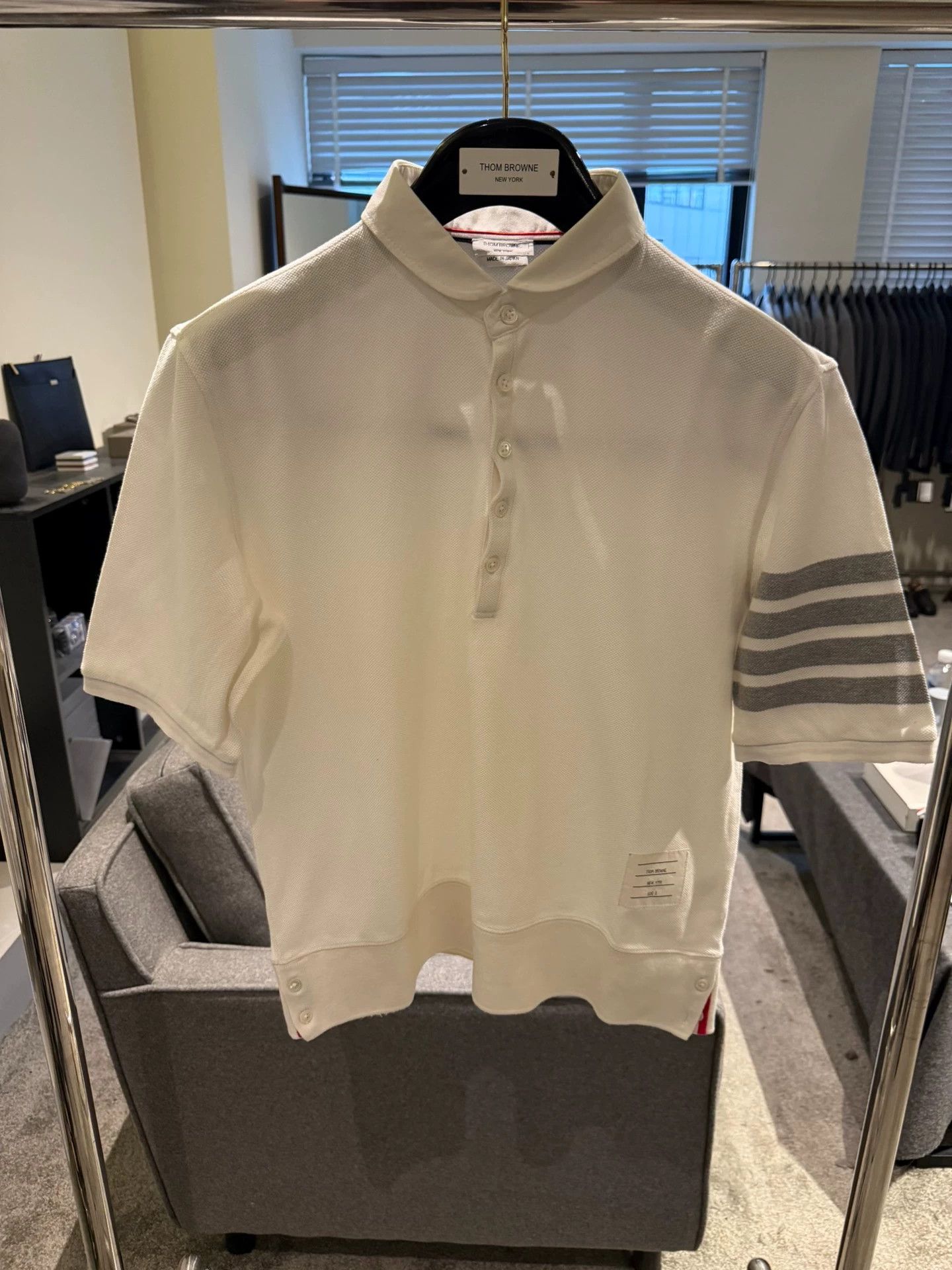 Thom Browne Thom Browne White 4-Bar Polo Shirt Size3 Size US L / EU 52-54 / 3 - 1 Thumbnail