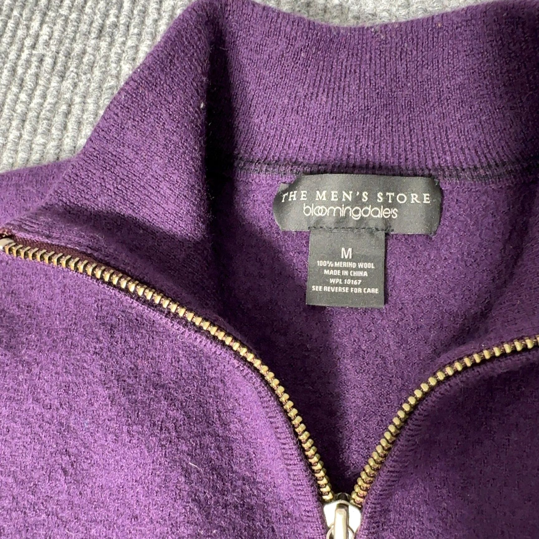 Bloomingdale's The Men's Store Bloomingdale's Sweater Mens M Purple Merino Wool 1/4 Zip Pullover Knit Mock Neck Long Sleeve Regular Size M Solid Vintage? Size US M / EU 48-50 / 2 - 2 Thumbnail