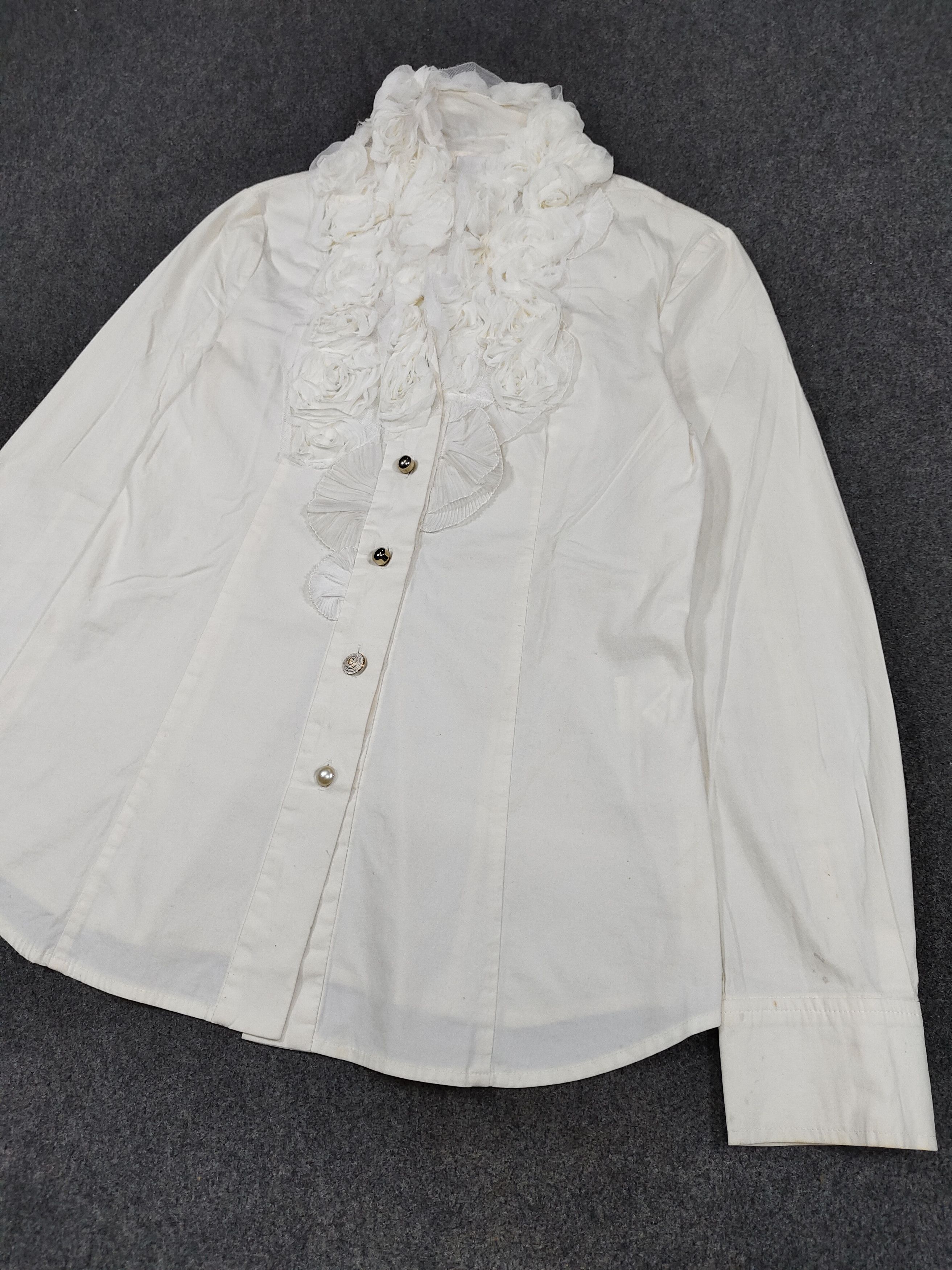 Seditionaries OZ O'2nd❤️‍🔥Romantic Ruffle Rosette Applique Tailored Shirt Size M / US 6-8 / IT 42-44 - 7 Thumbnail