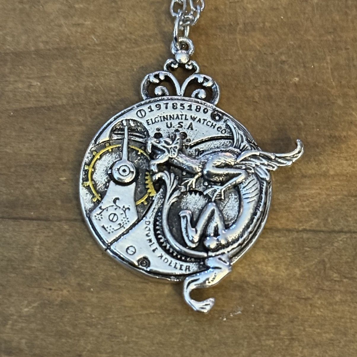 Other Silver tone steampunk dragon pendant necklace Size ONE SIZE - 2 Thumbnail