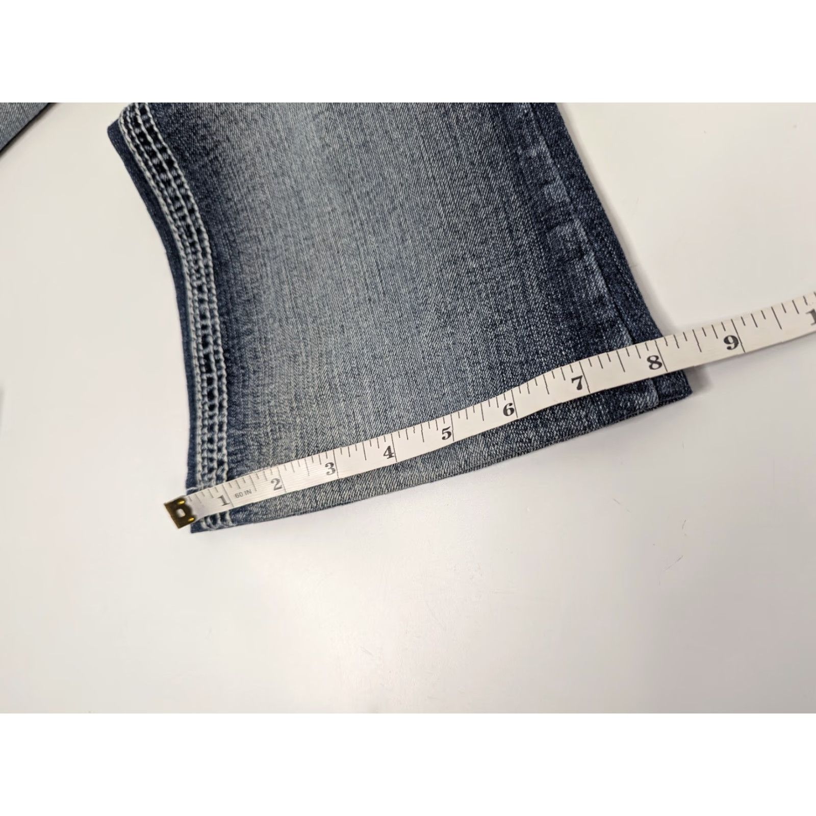 Denime Ariya Jeans Women's Jeans Blue Denim 5/6 Flared Hem 28 in Inseam Cotton Stretch Embroidered Button Zip Pockets Flap Modern Classic Body Womens Size 27" / US 4 / IT 40 - 7 Thumbnail
