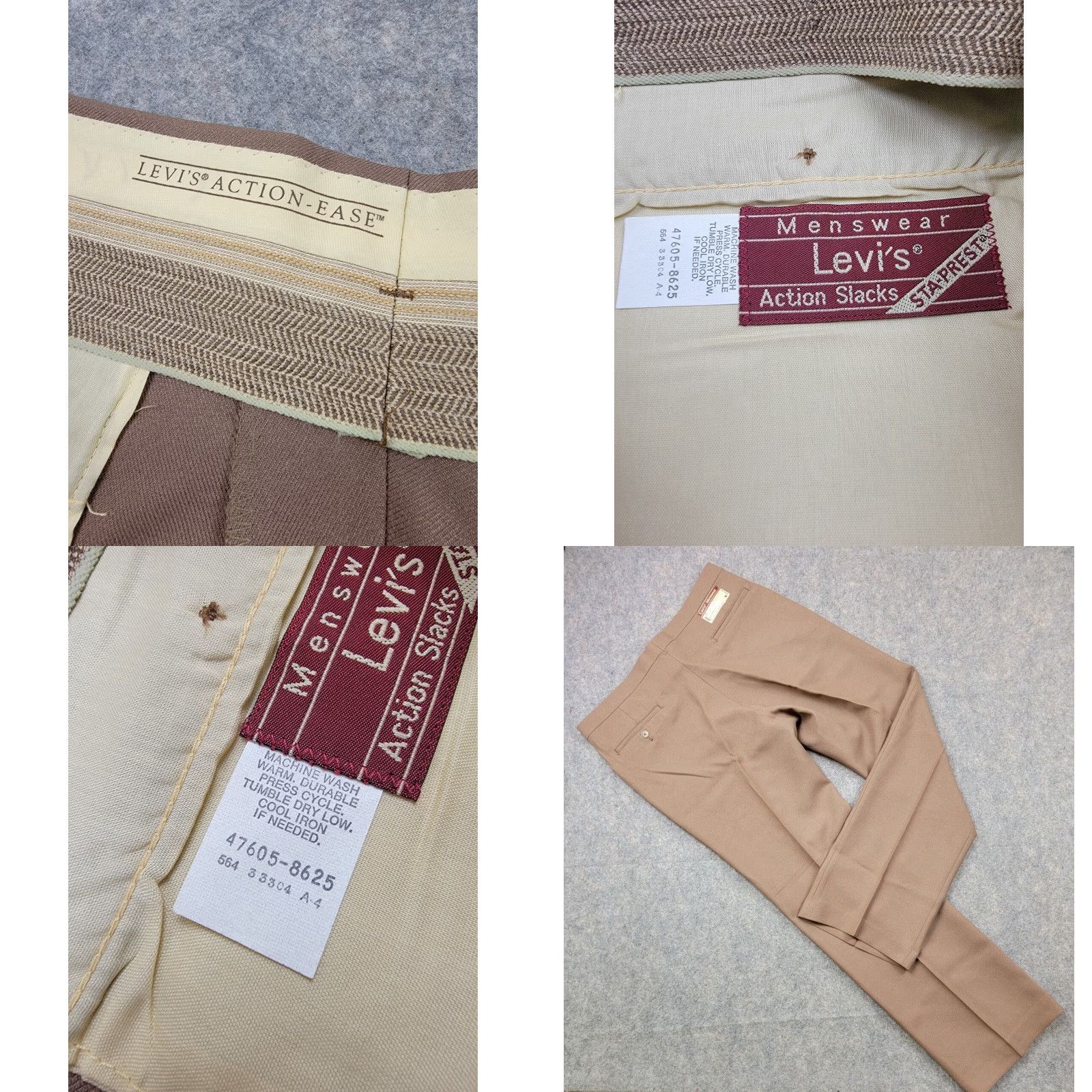 Levi's Levis Pants Mens 38x32 Brown Action Slacks Sta Prest Pleated Vintage Size US 38 / EU 54 - 8 Thumbnail