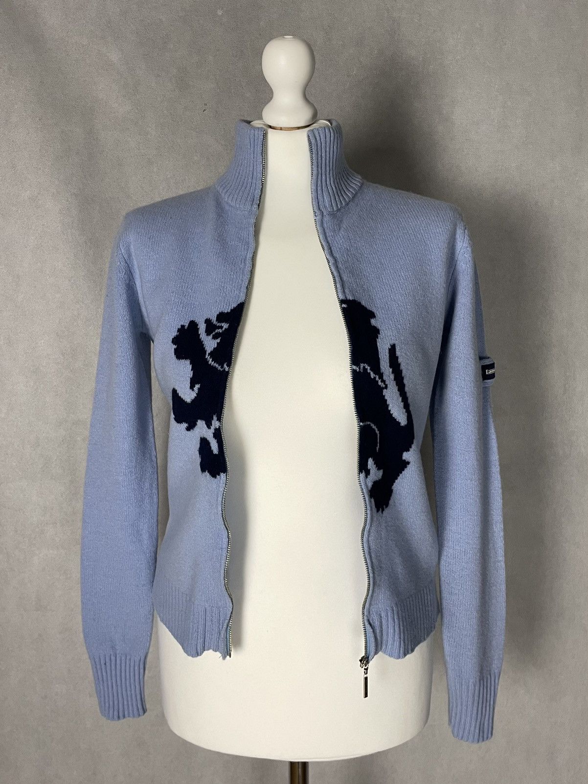 Lambretta Lambretta wool zip sweater L y2k baby blue vintage Size L / US 10 / IT 46 - 6 Thumbnail