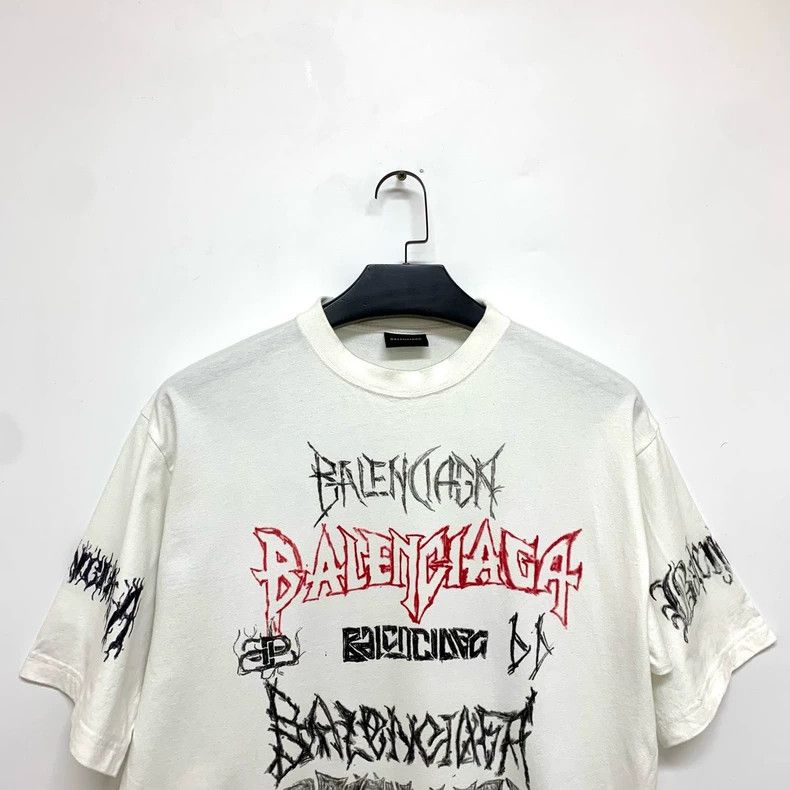 Balenciaga Balenciaga White Graffiti Letter Short Sleeve T-Shirt 2502- Size US XS / EU 42 / 0 - 3 Thumbnail