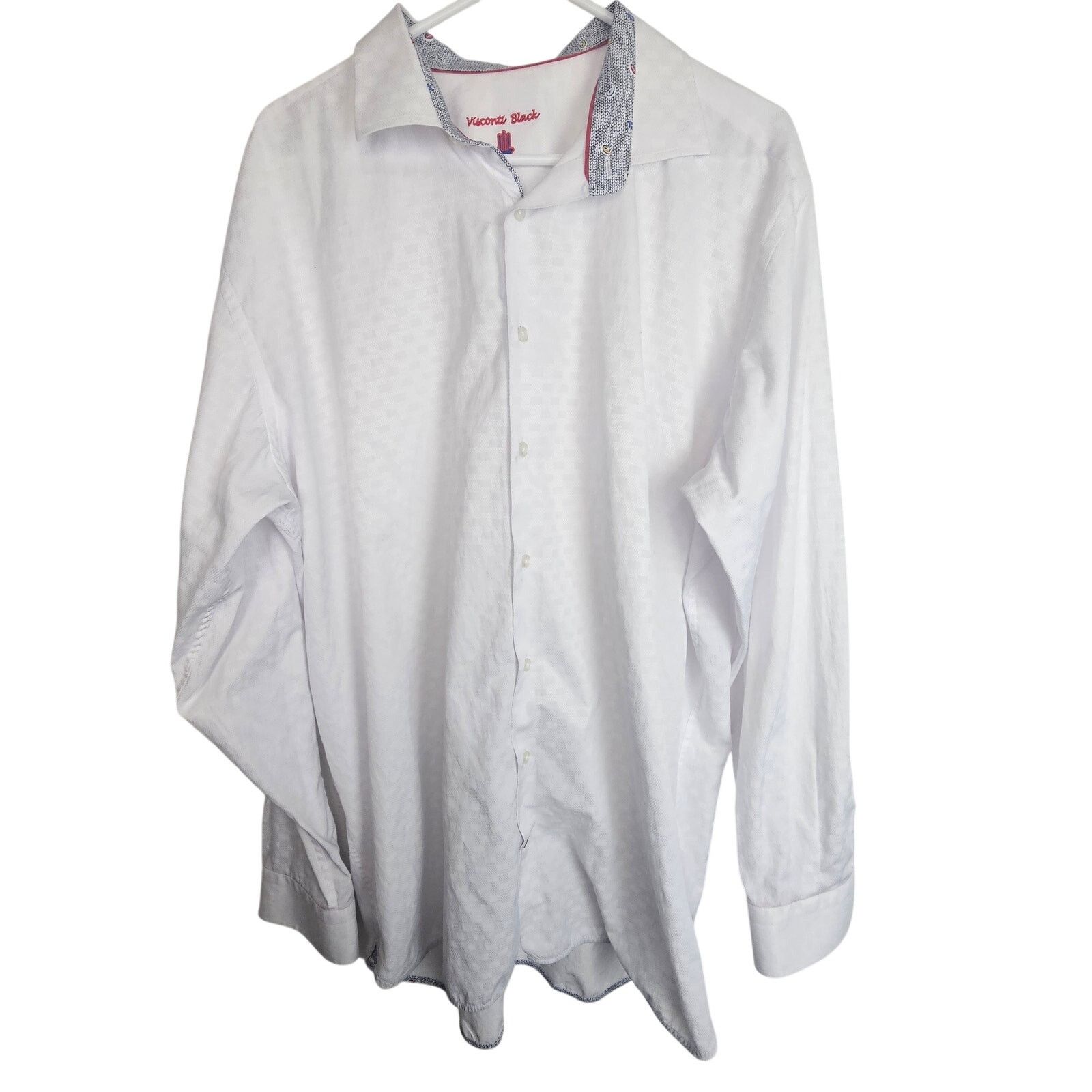Luchiano Visconti Luchiano Visconti Mens White Geometric Dress Shirt Size 2XLT Size US XXL / EU 58 / 5 - 1 Thumbnail