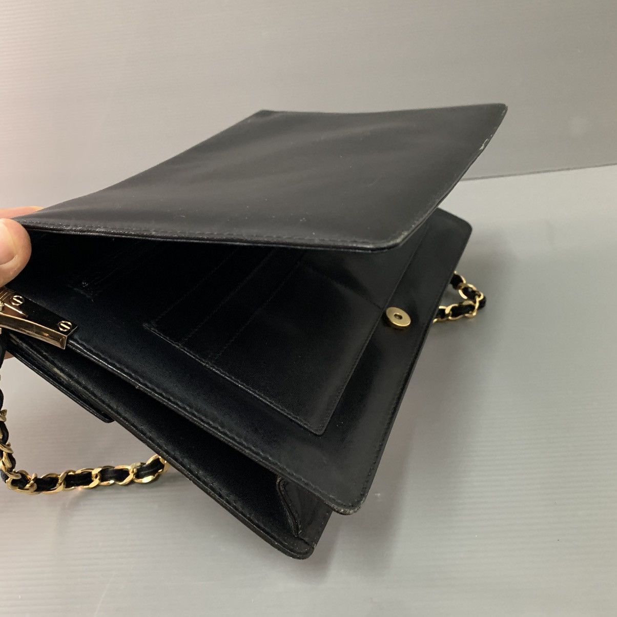 Christian Dior Monsieur Christian Dior Black Leather Vintage Chain Bag Size ONE SIZE - 10 Thumbnail
