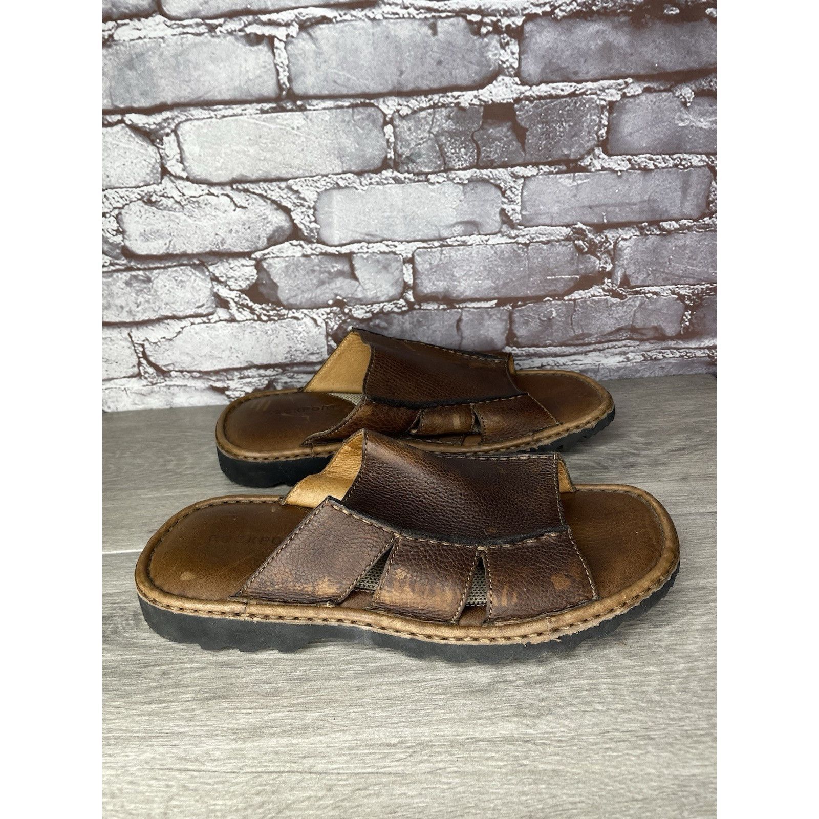 Rockport Rockport Brown Leather Cushion Open Toe Casual Slides Sandal Size US 11 / EU 44 - 16 Thumbnail