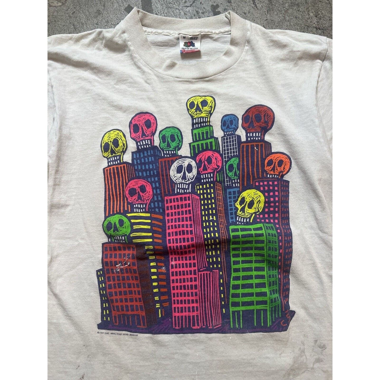 Fruit Of The Loom Vintage 1989 Coporate Heads Carl Smool White T-Shirt Size US M / EU 48-50 / 2 - 4 Thumbnail