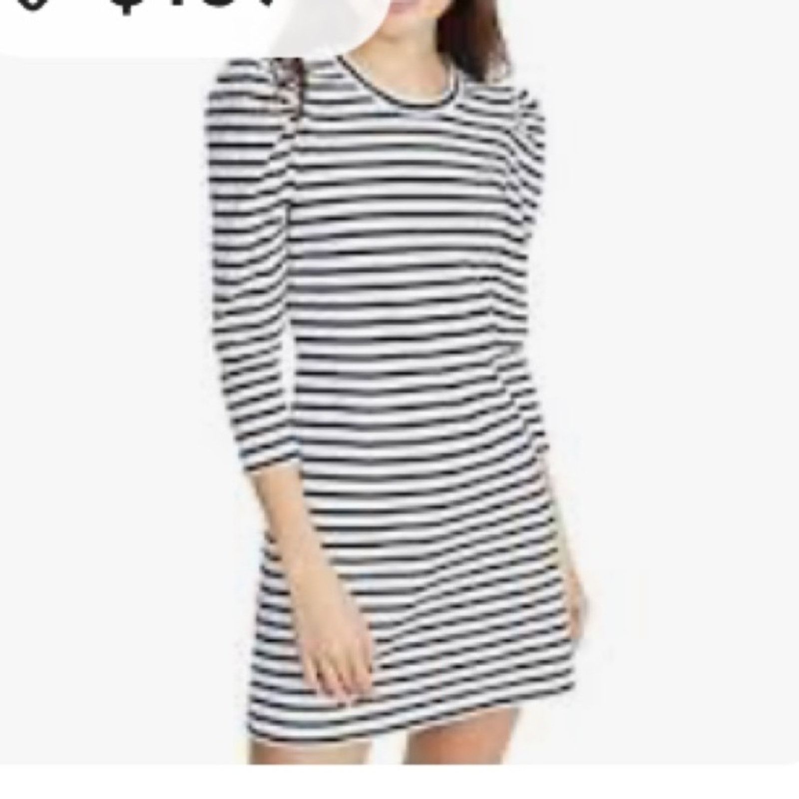 A.L.C. A.L.C. $365 Kidman Black Striped Puff LS Tee Dress XS Size XS / US 0-2 / IT 36-38 - 3 Thumbnail