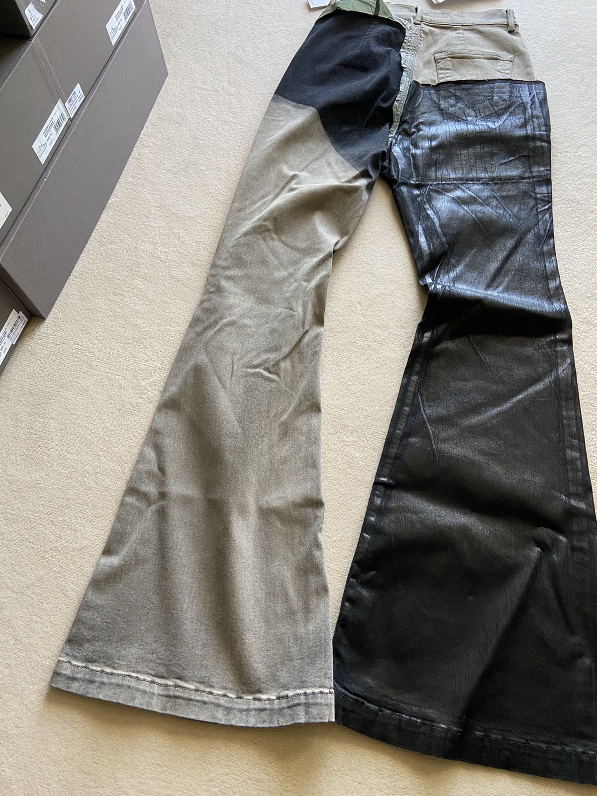 Rick Owens NEW | FW22 STROBE MINERAL PEARL BOLAN BOOTCUT WAXED COMBO 31 Size US 31 - 12 Thumbnail