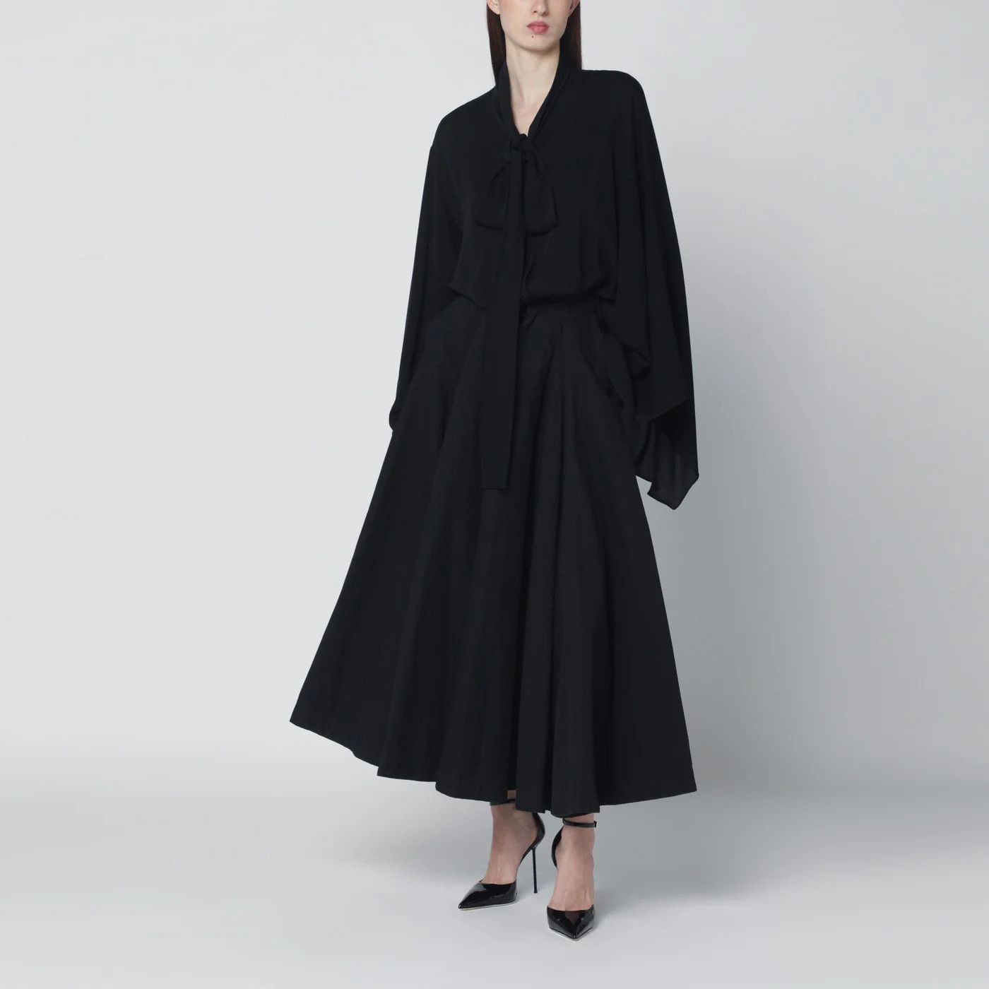 Balenciaga o1d2blof0426 Cotton Ripstop Maxi Skirt in Black Size 28" / US 6 / IT 42 - 1 Thumbnail