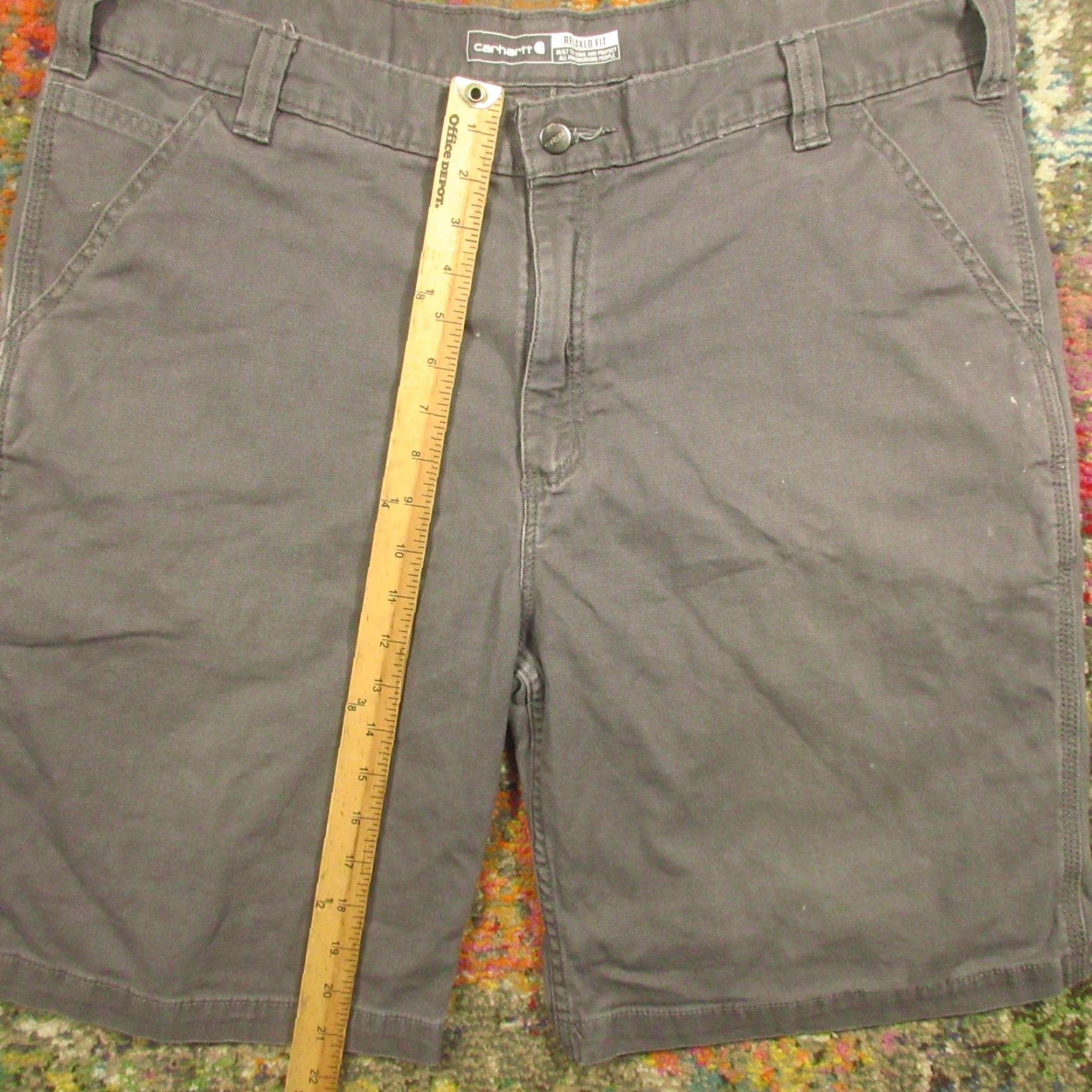 Carhartt Carhartt Shorts Cargo Work Gray 40 Mens Relaxed Canvas Rugged Flex Inseam 10in Pockets Logo Zip Easy Care Machine Washable Size US 40 / EU 56 - 6 Thumbnail