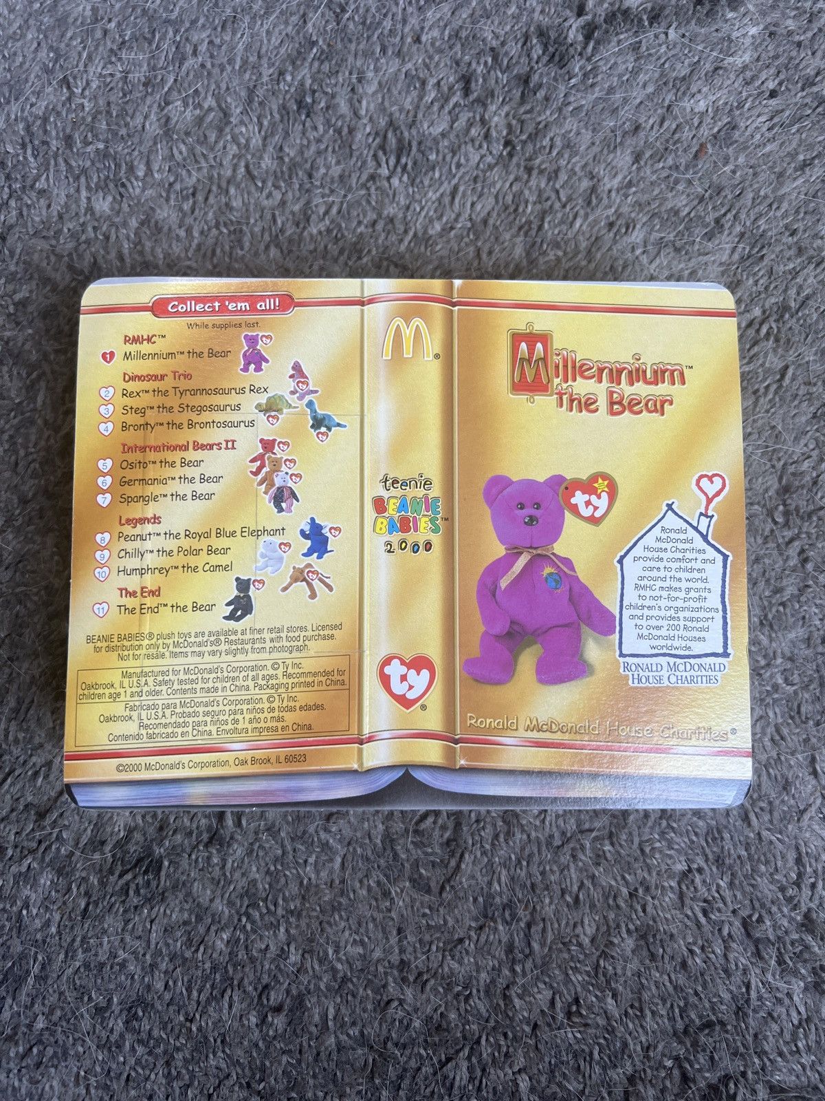 Vintage 2000 McDonald’s Ty Millennium The Bear Teenie Beanie Baby Size ONE SIZE - 2 Thumbnail