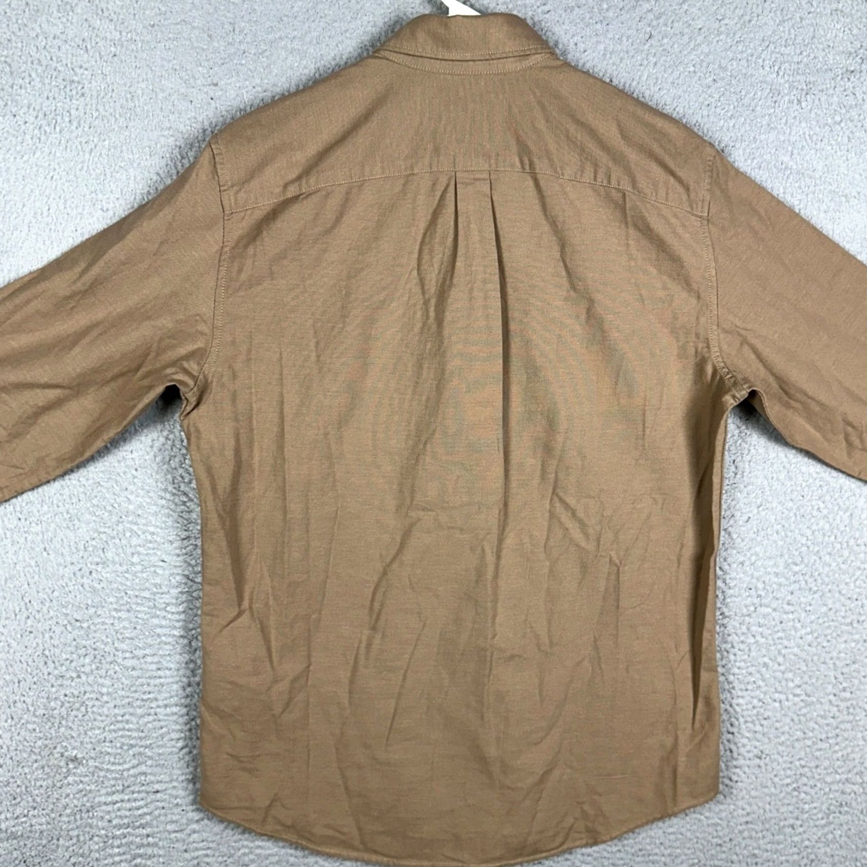 Gap GAP Button-Down Shirt Mens M Tan Brown Solid Long Sleeve Button-Front Collar-Down Casual Workwear Size US M / EU 48-50 / 2 - 3 Thumbnail