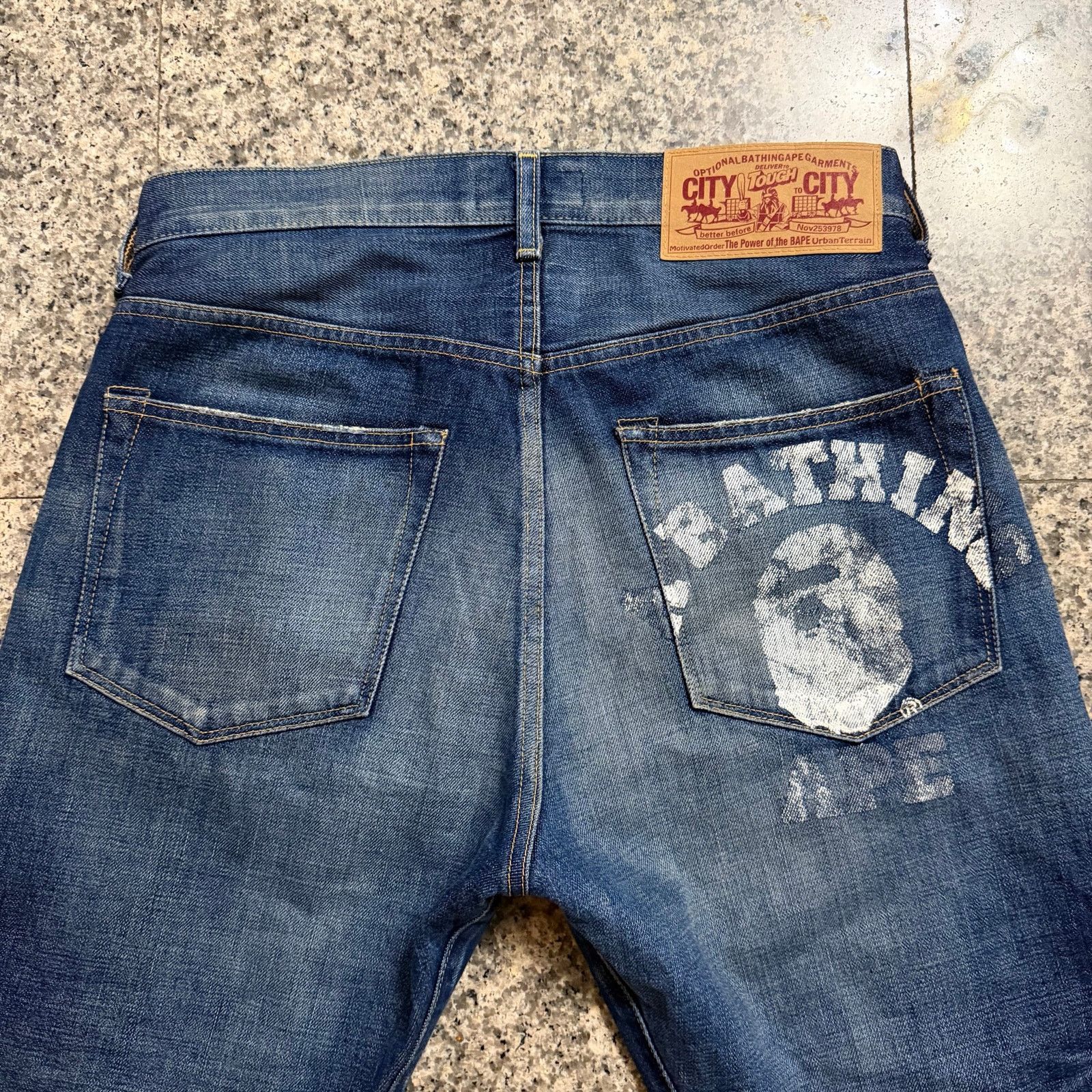 Bape A Bathing Ape bape paint spell out ape logo design jeans Size US 31 - 4 Thumbnail