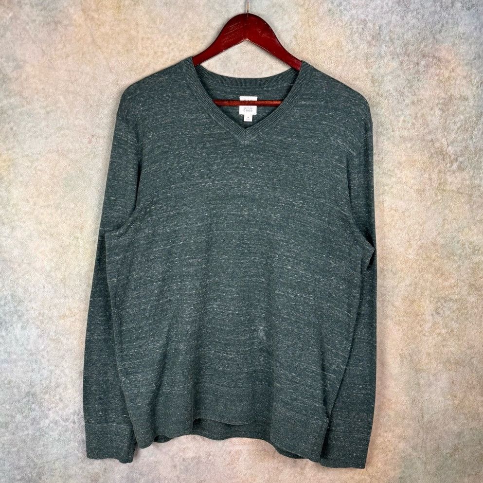 Gap × Vintage 2000s Gap V Neck Knit Sweater Mens Sz M Dark Gray Pullover Size US M / EU 48-50 / 2 - 1 Thumbnail