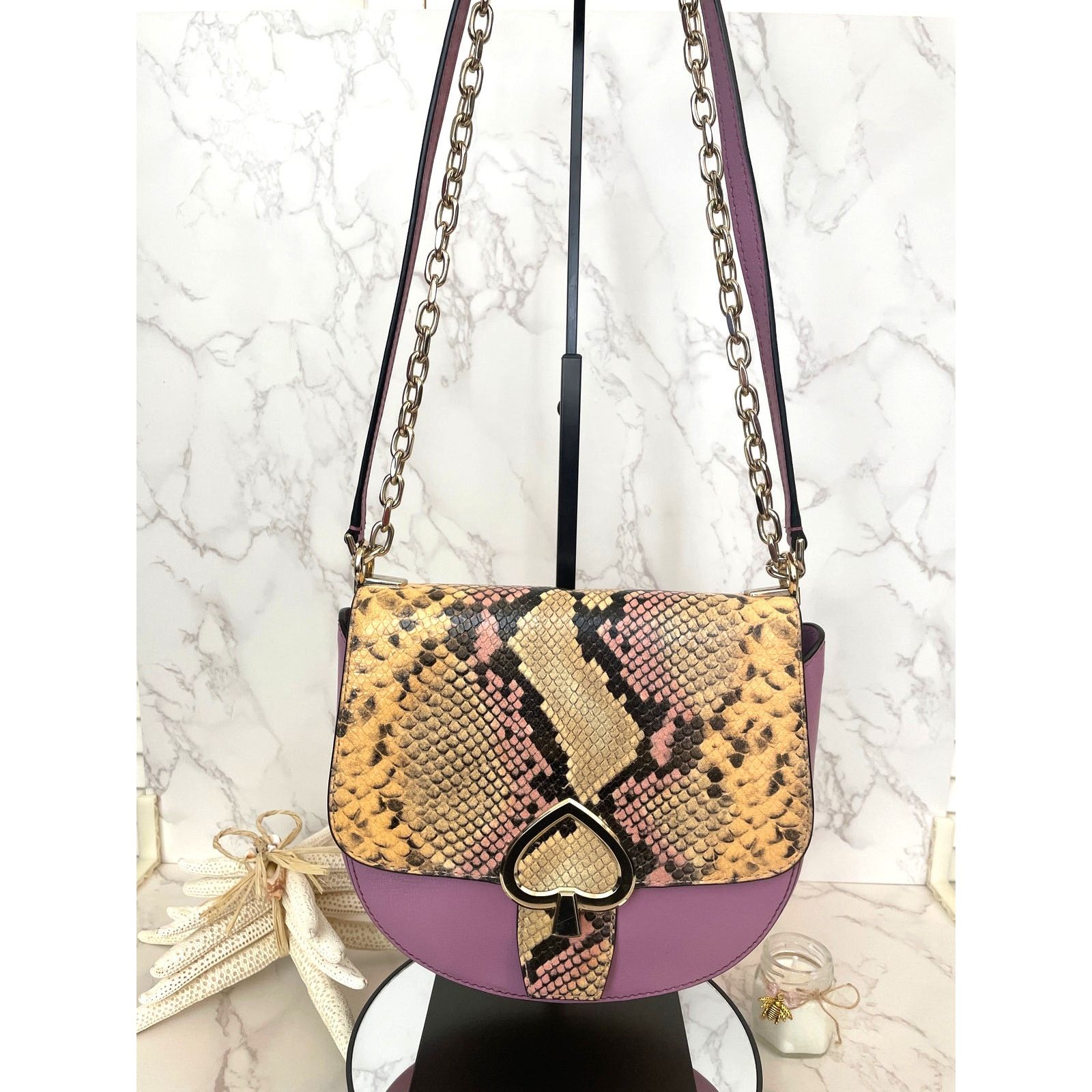 Kate Spade Robyn Exotic Leather Saddle Bag Dust Bag EUC