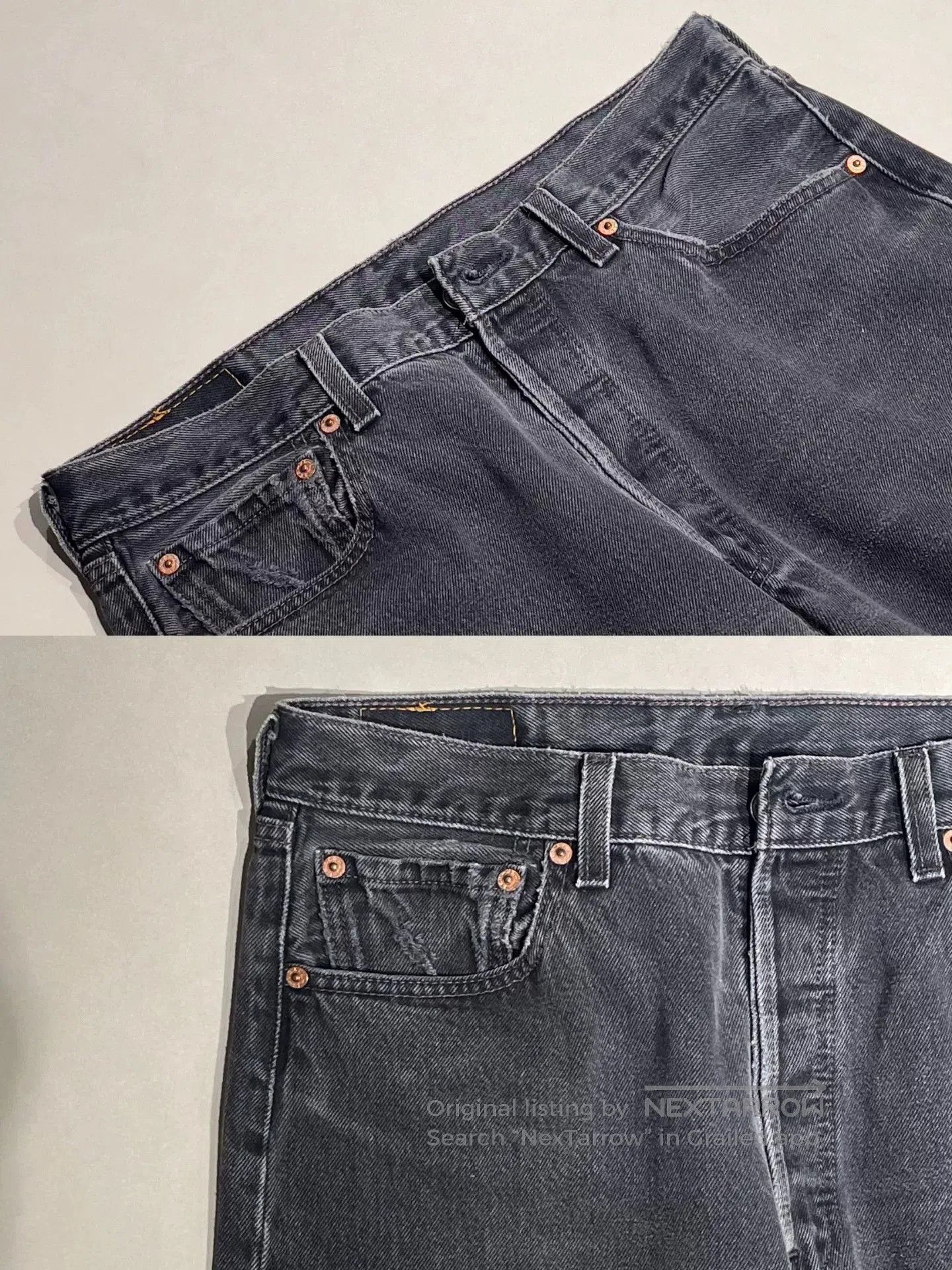 Levi's LEVI'S 501 Straight Black Gray Jeans. Size US 34 / EU 50 - 5 Thumbnail