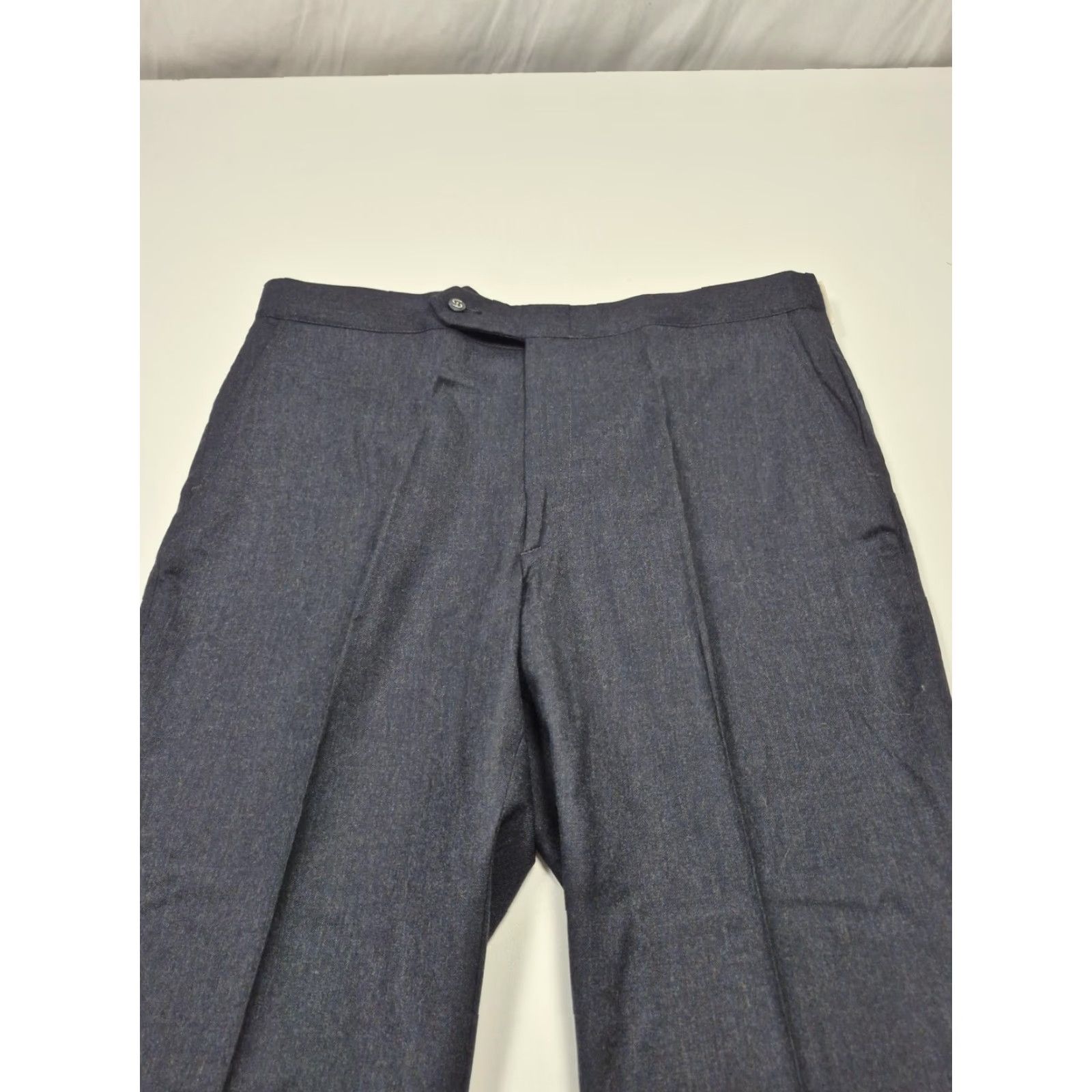 Vintage VTG Sansabelt Mens Blue Wool Dress Pants 38x36 Flat Front Unhemmed NWT USA Dress Pants Mens 38 RegularBlue VTG Size US 38 / EU 54 - 2 Thumbnail