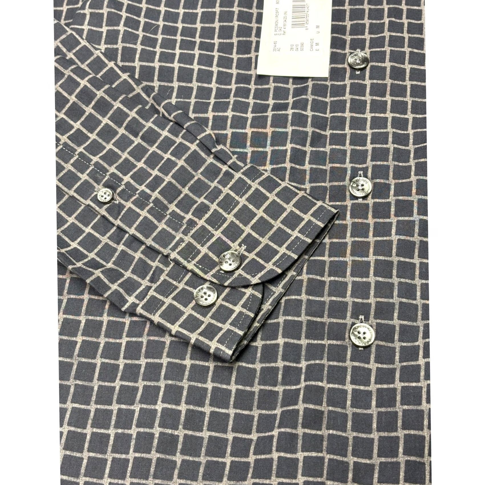 Armani NWT Armani Collezioni Mens Grid Print Long Sleeve Button Down Shirt Grey M Size US M / EU 48-50 / 2 - 4 Thumbnail