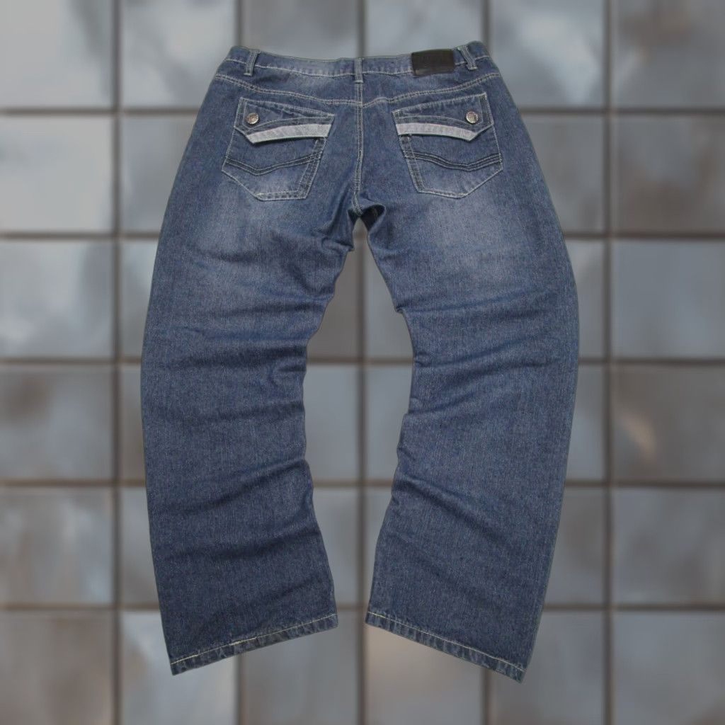 Vintage VINTAGE Loose Thread High Waist Wide Leg Baggy Jeans Blue Mens 38x32 Relaxed Fit 90s Grunge Size US 38 / EU 54 - 1 Thumbnail