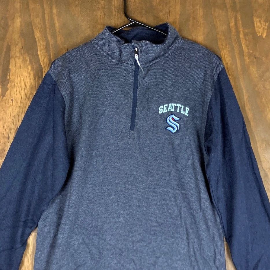 NHL NHL Mens Jacket Blue 1/4 Zip Long Sleeve Seattle Kraken Athletic Lightweight S Size US S / EU 44-46 / 1 - 2 Thumbnail