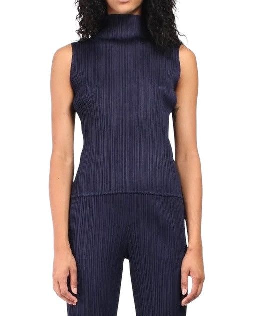 Pleats Please Issey Miyake Issey Miyake Pleats Please Top High Collar Navy Size M / US 6-8 / IT 42-44 - 1 Thumbnail