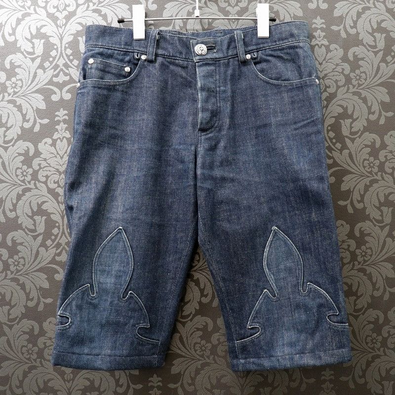 image of Chrome Hearts Flare Knee Denim Shorts, Men's (Size 30)