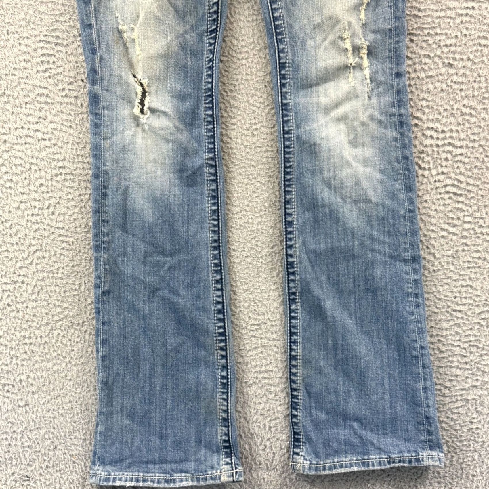 Miss Me Miss Me Jeans Womens 29 Blue Mid Rise Distressed Embellished Bootcut Cowboy Pattern Western 33in Inseam Size 29" - 2 Thumbnail