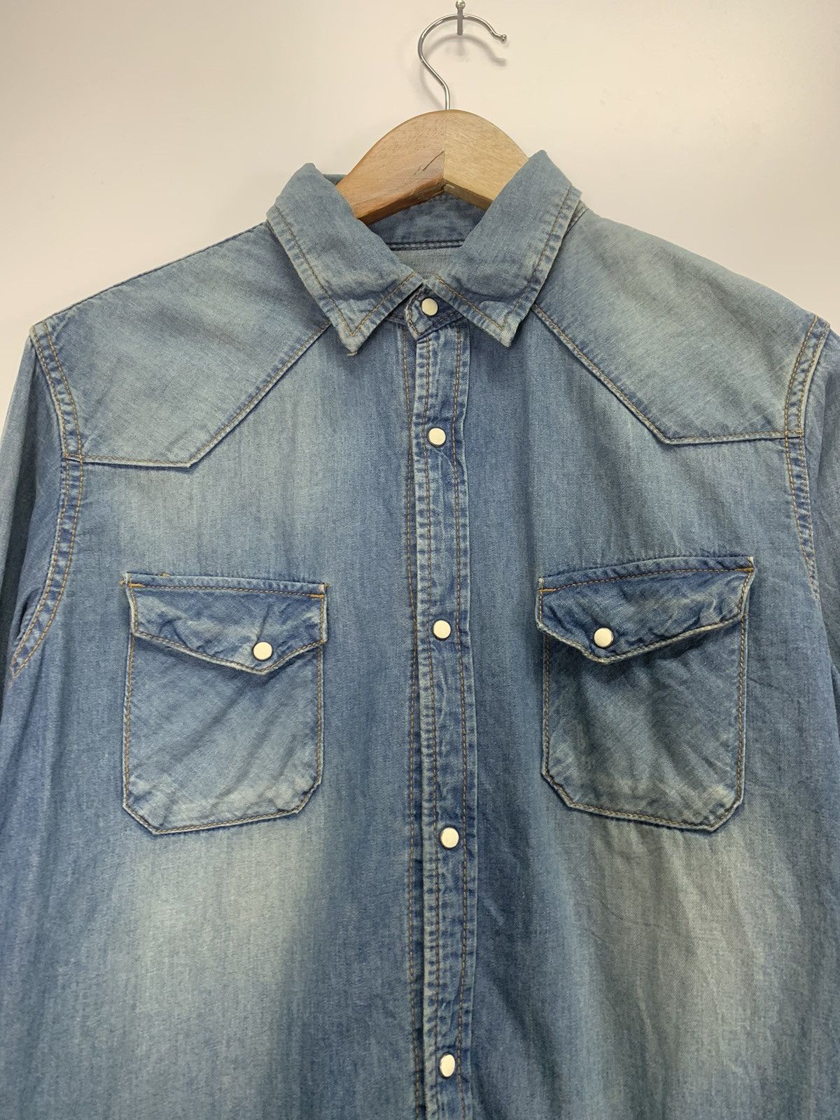NANO universe Vintage Western Denim Jacket Size US L / EU 52-54 / 3 - 3 Thumbnail