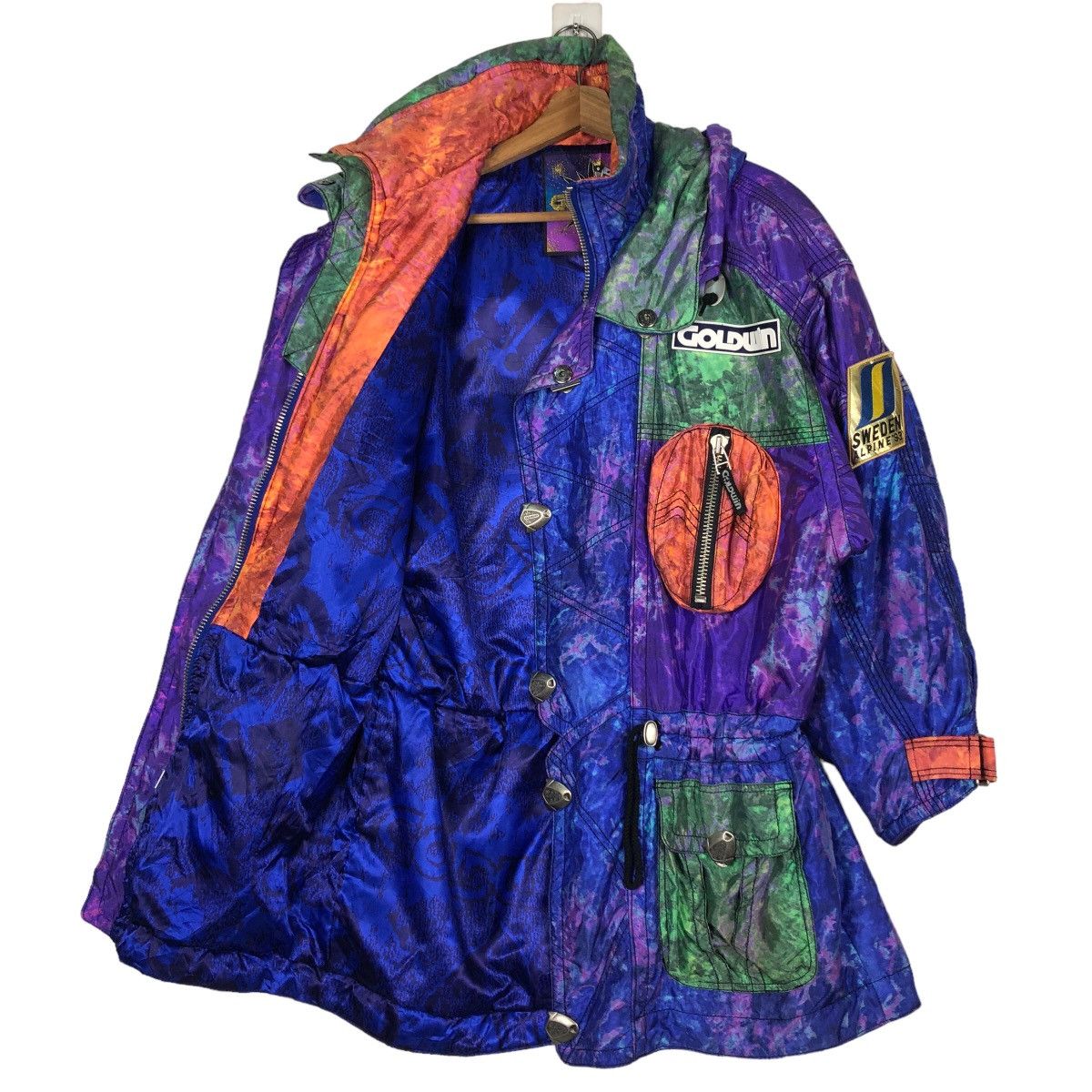 Japanese Brand Vintage Ski Jacket Goldwin Multi Colour Cargo Pocket Winter Size US S / EU 44-46 / 1 - 10 Thumbnail
