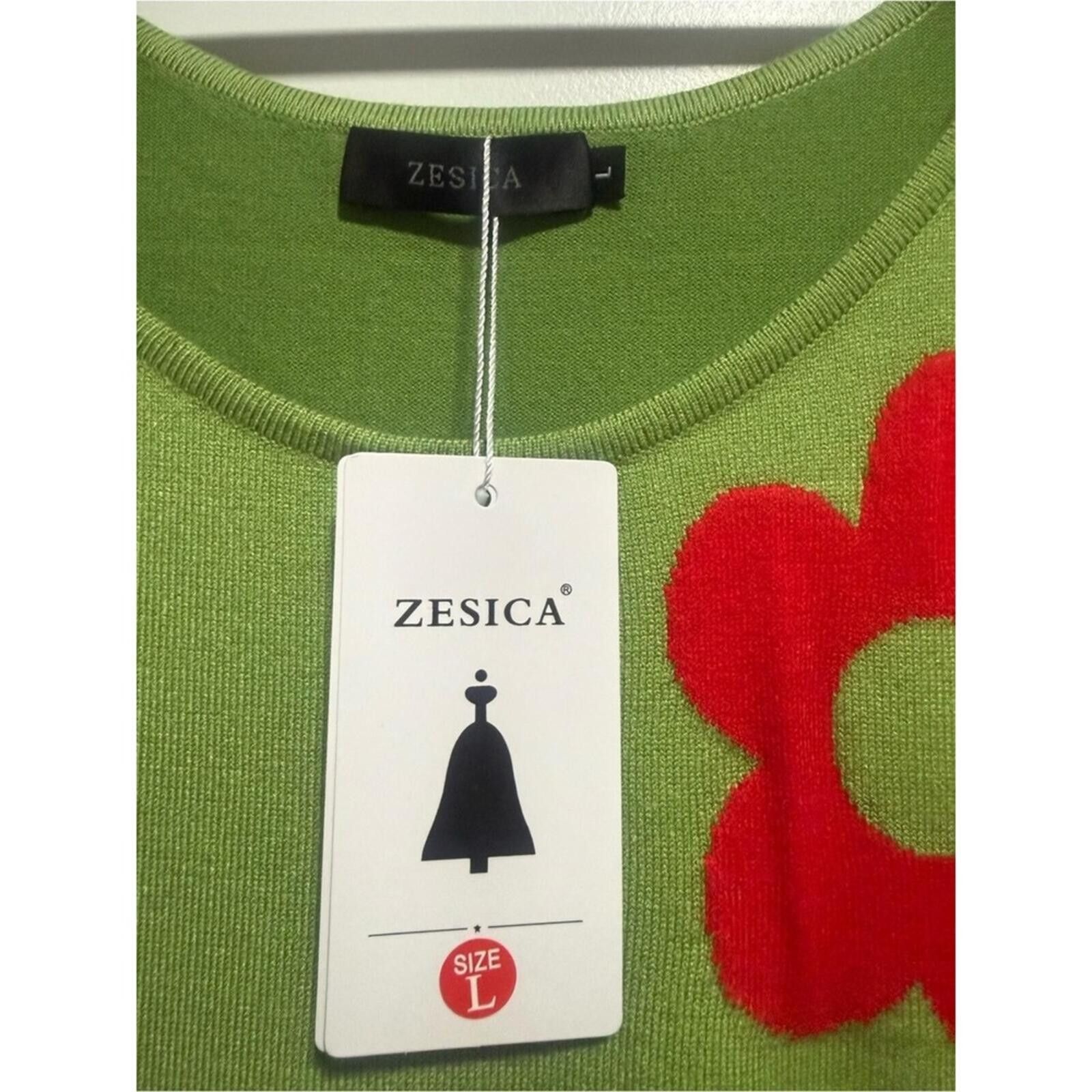 Other Zesica Green Floral Knit Mini Tank Dress Size L / US 10 / IT 46 - 2 Thumbnail