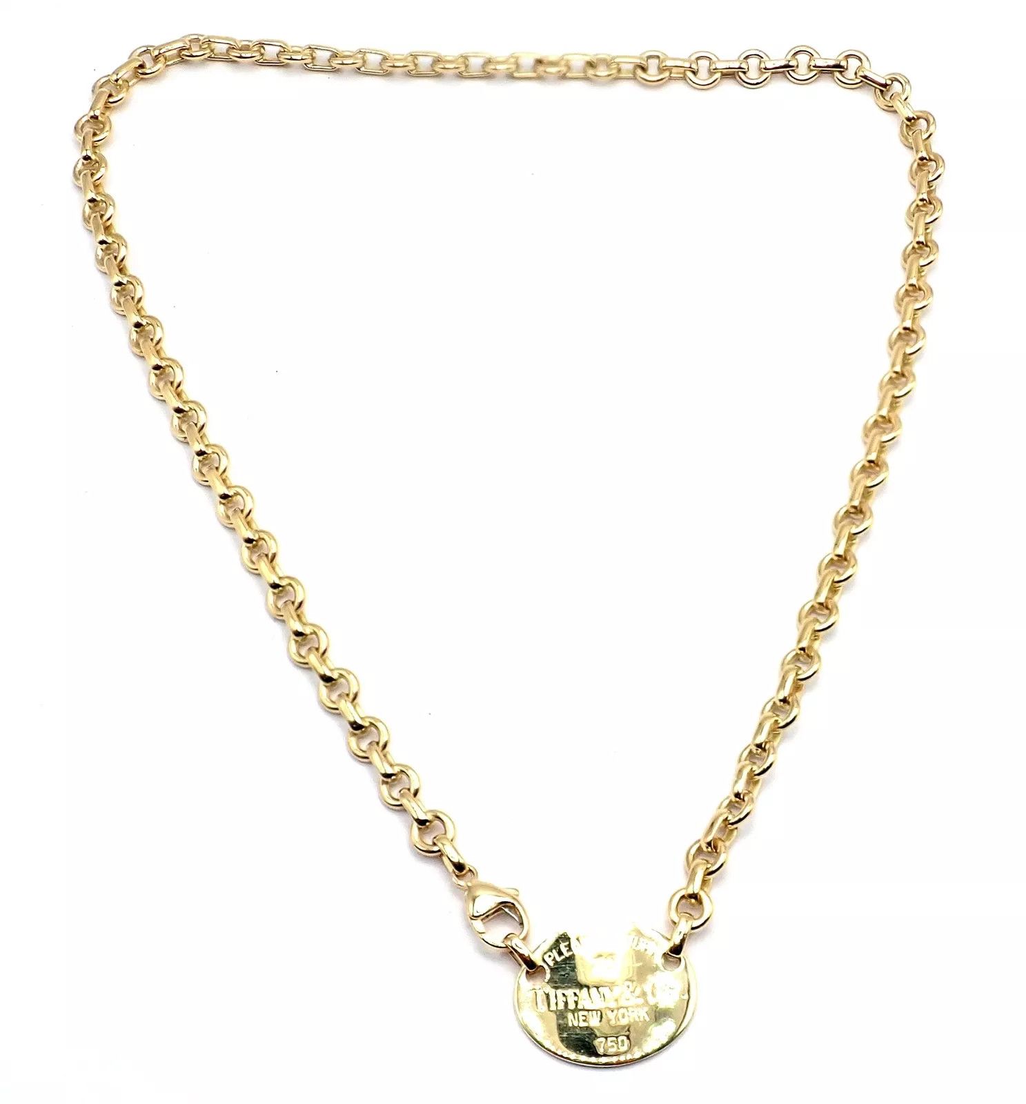 Tiffany & Co. 18k Yellow Gold Oval Tag Link Necklace Size ONE SIZE - 4 Thumbnail
