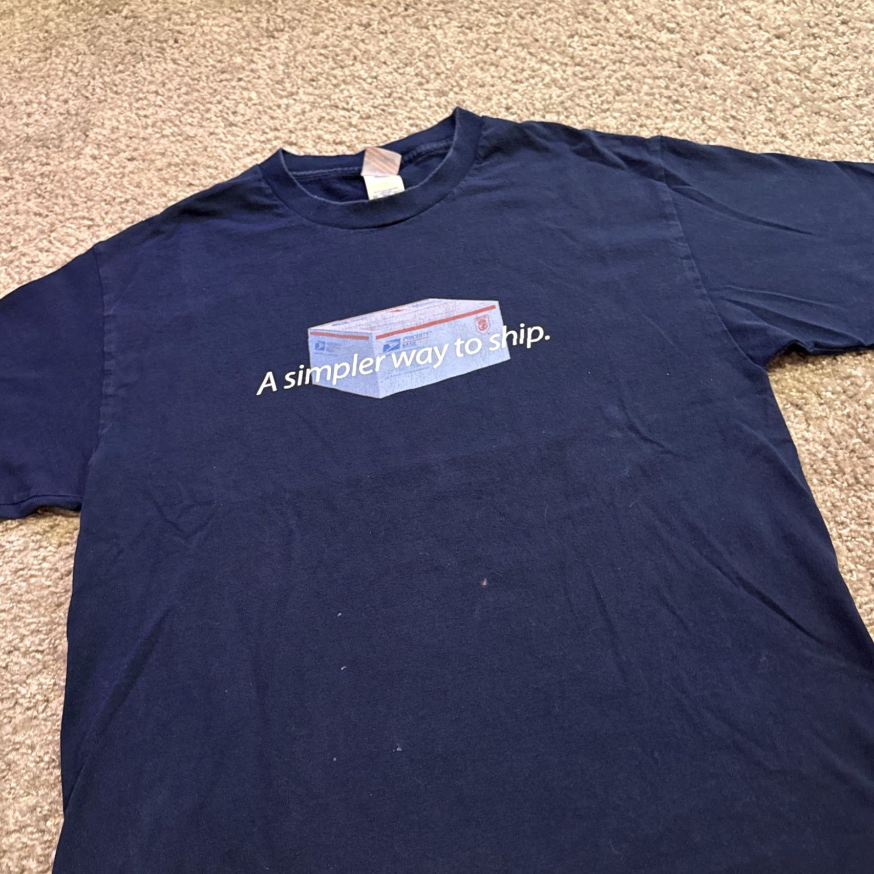Vintage VINTAGE USPS Simpler Way To Ship Y2K 2000s Graphic T-Shirt Murina Men M Blue Shirt Mens Size US M / EU 48-50 / 2 - 3 Thumbnail