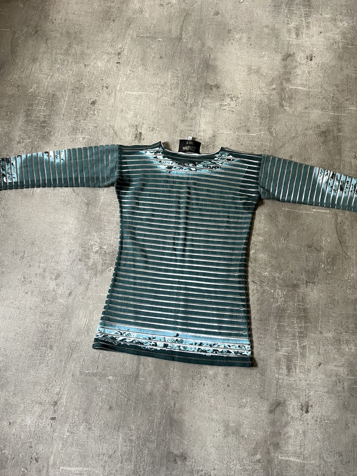 Jean Paul Gaultier Vintage Jean Paul Gaultier Aqua mesh top striped rare Size M / US 6-8 / IT 42-44 - 7 Thumbnail
